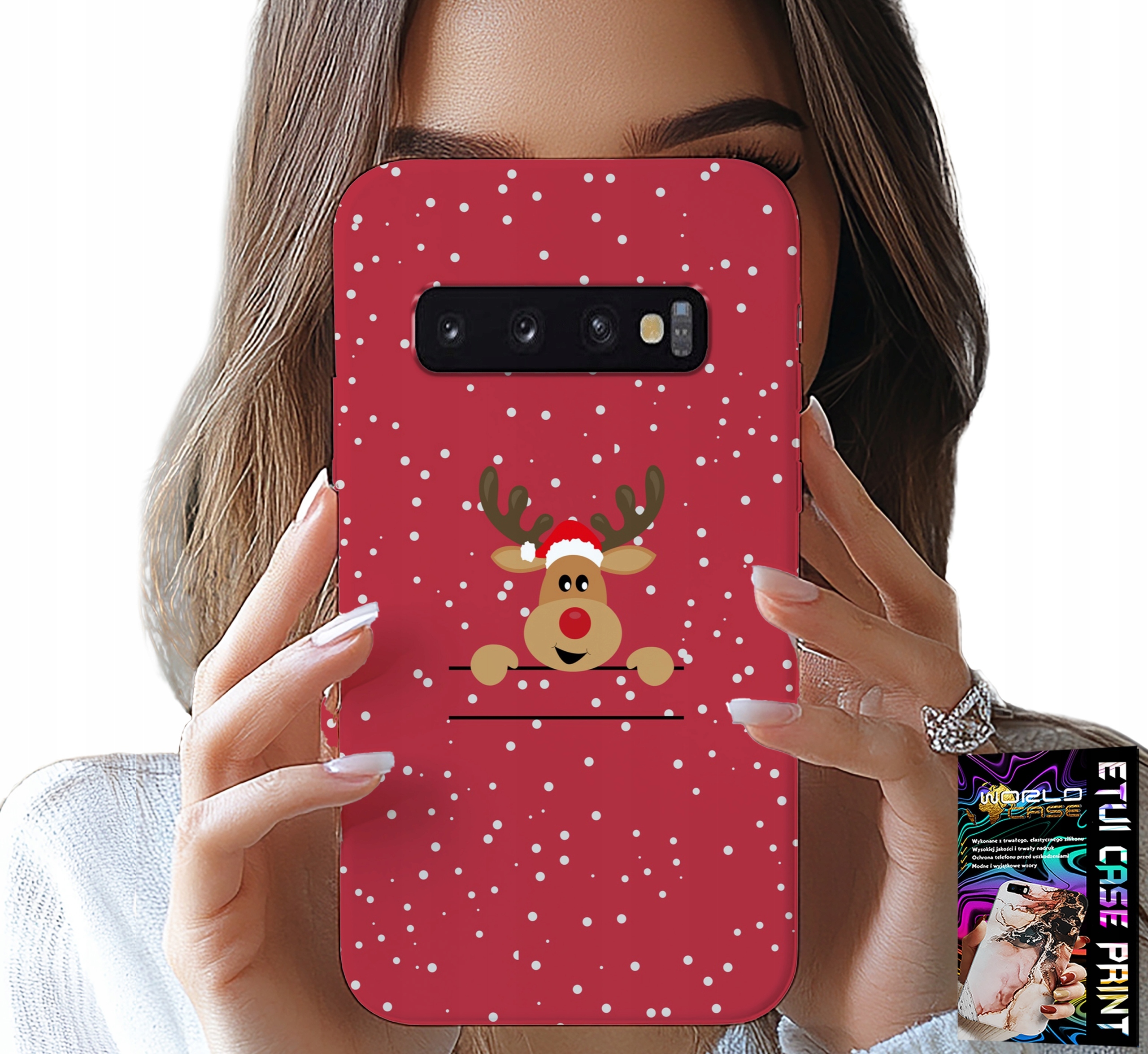 ETUI DO SAMSUNG GALAXY S10 PLUS - ŚWIĄTECZNY RENIFER MIKOŁAJ ŚWIĘTA +FOLIA