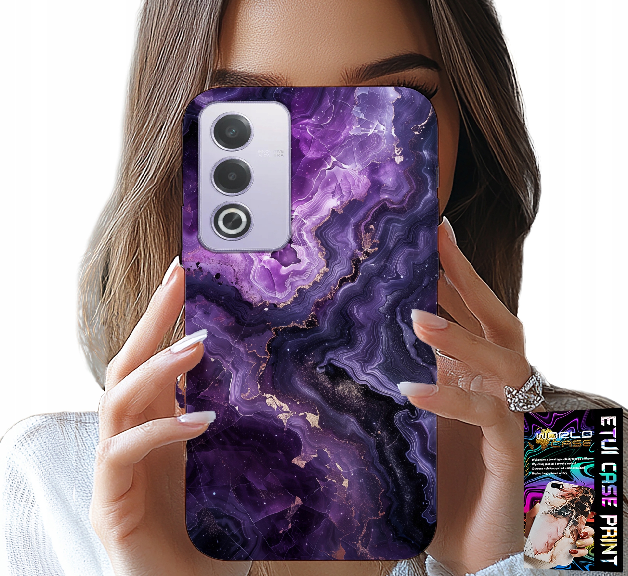 ETUI DO OPPO A80 5G - FIOLETOWY MARMUREK MODNE KOBIECE + FOLIA