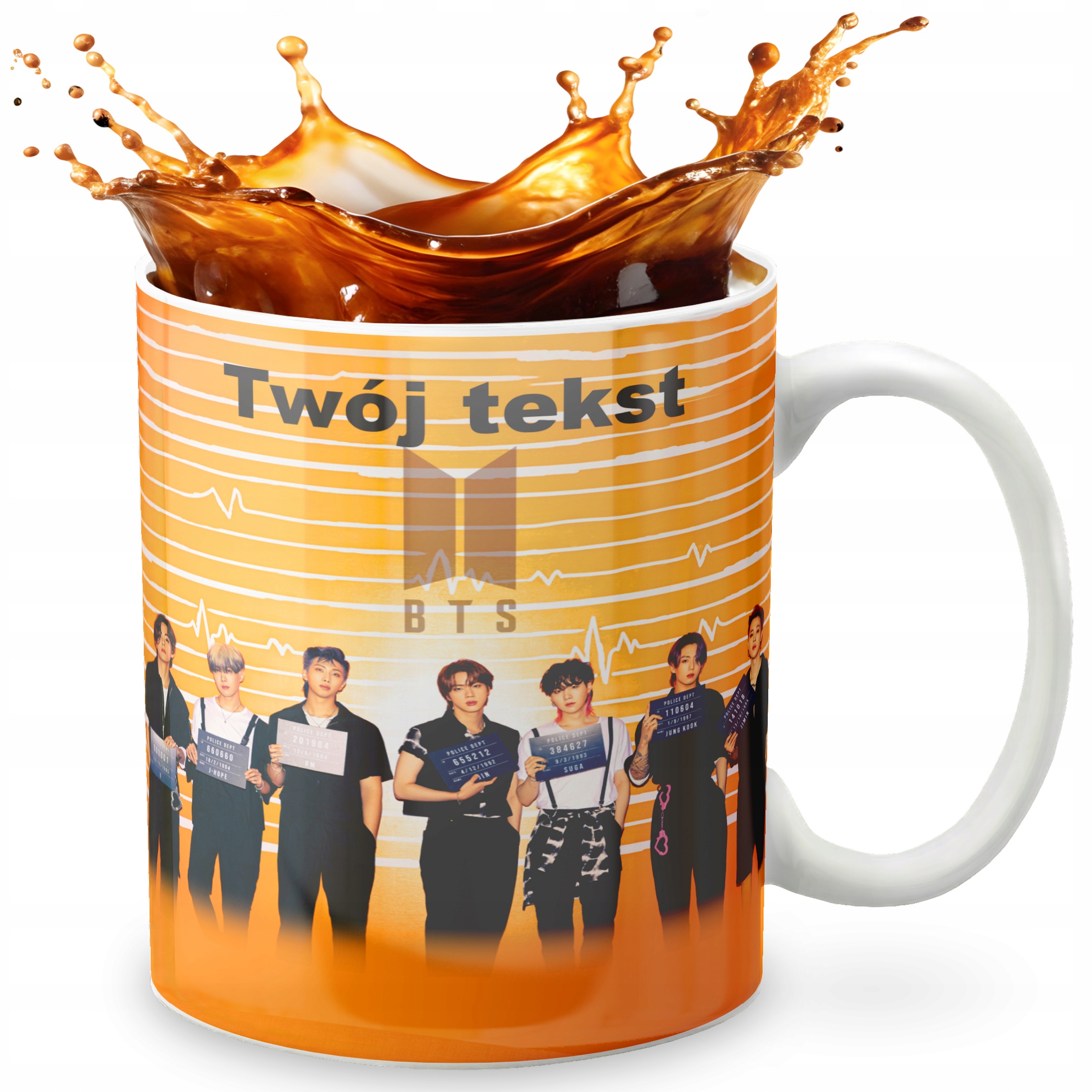 KUBEK 330ml GRAFIKA PREZENT ŚWIĘTA WZÓR - KPOP BLACKPINK BTS GOT7 + IMIĘ