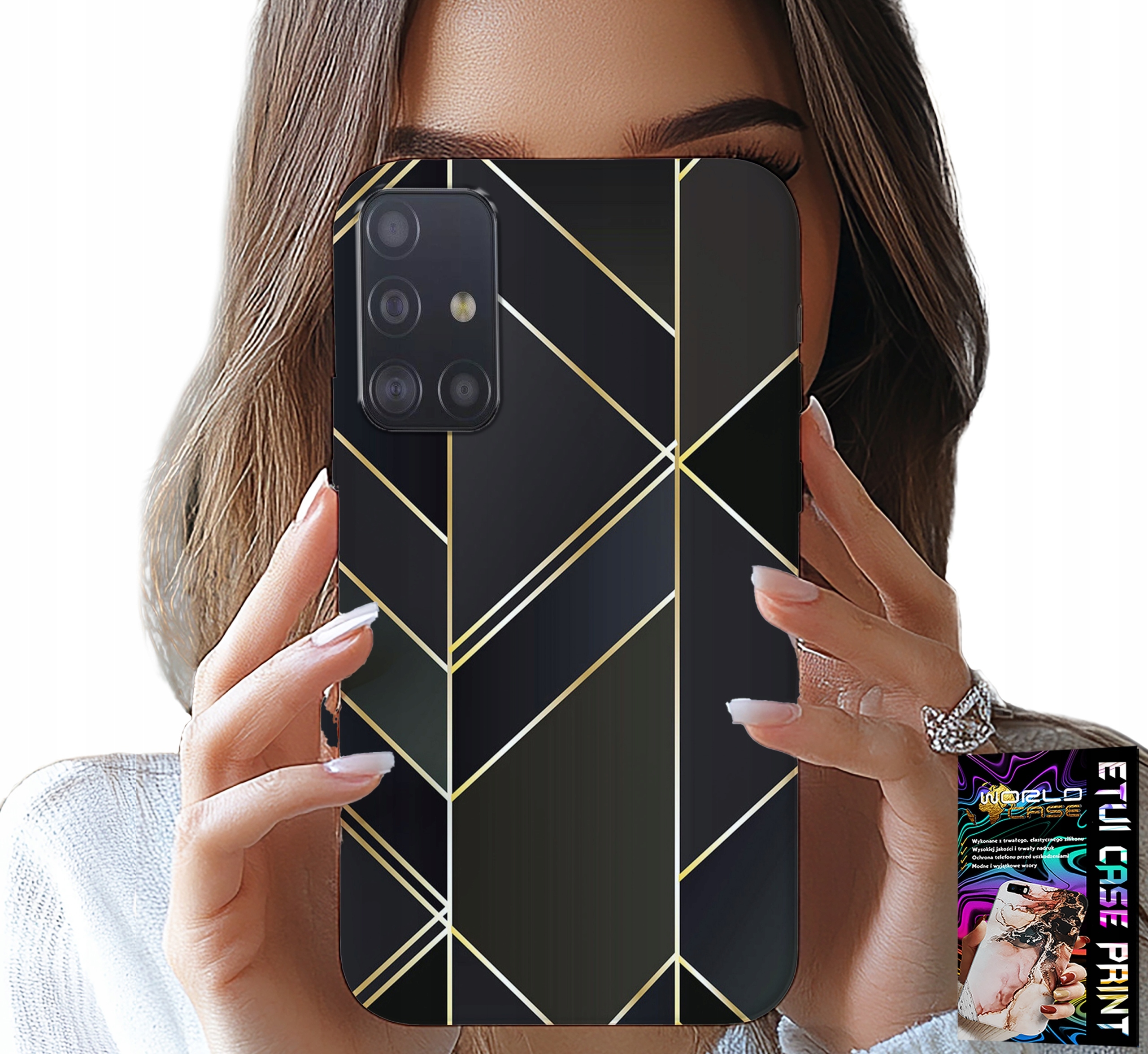 ETUI DO SAMSUNG GALAXY M31S - ZŁOTE RAMKI, ELEGANCKIE WZORY + SZKŁO