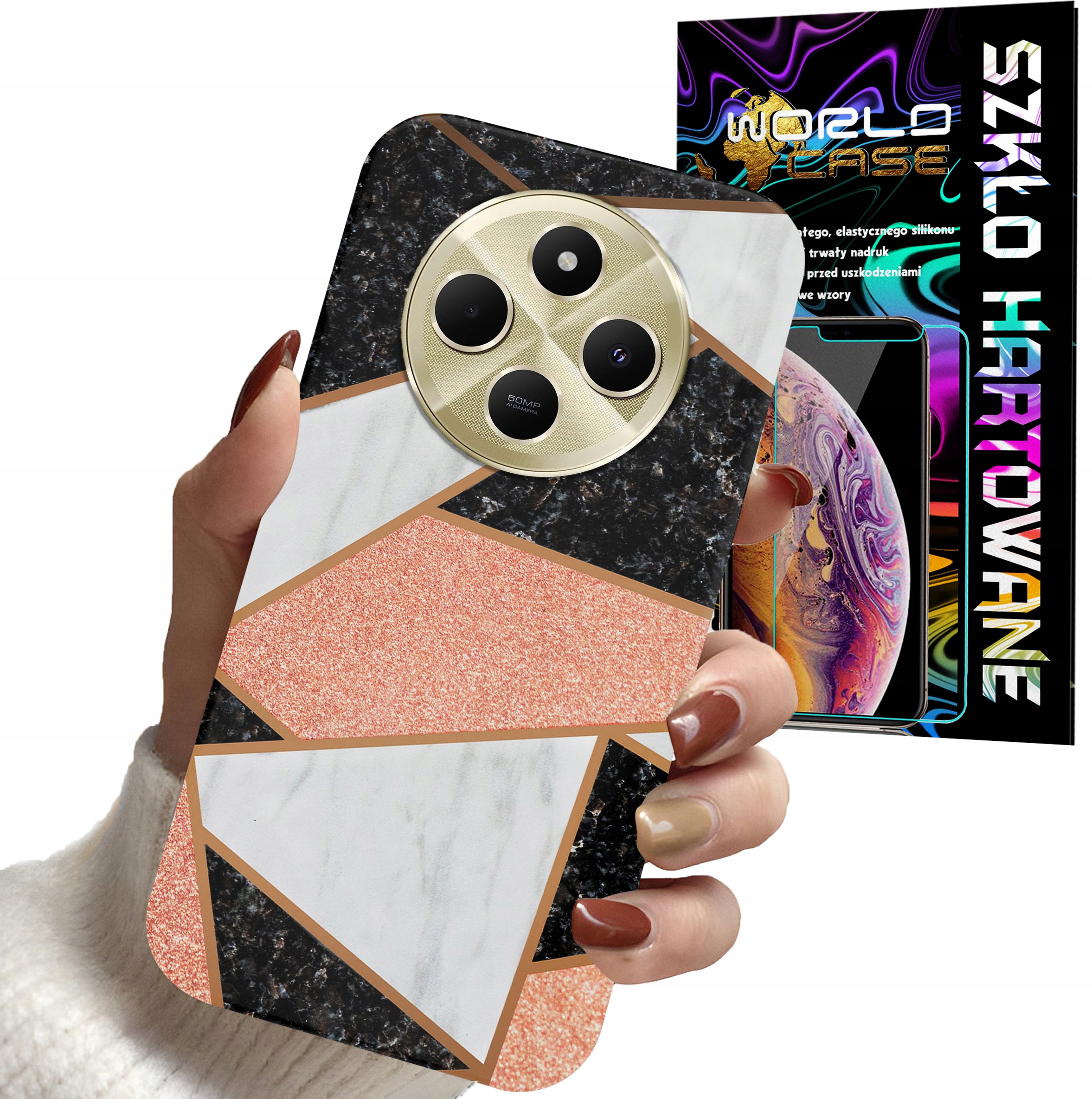 ETUI DO XIAOMI REDMI 14C 4G - GEOMETRYCZNE WZORY DLA KOBIET PLECKI + SZKŁO