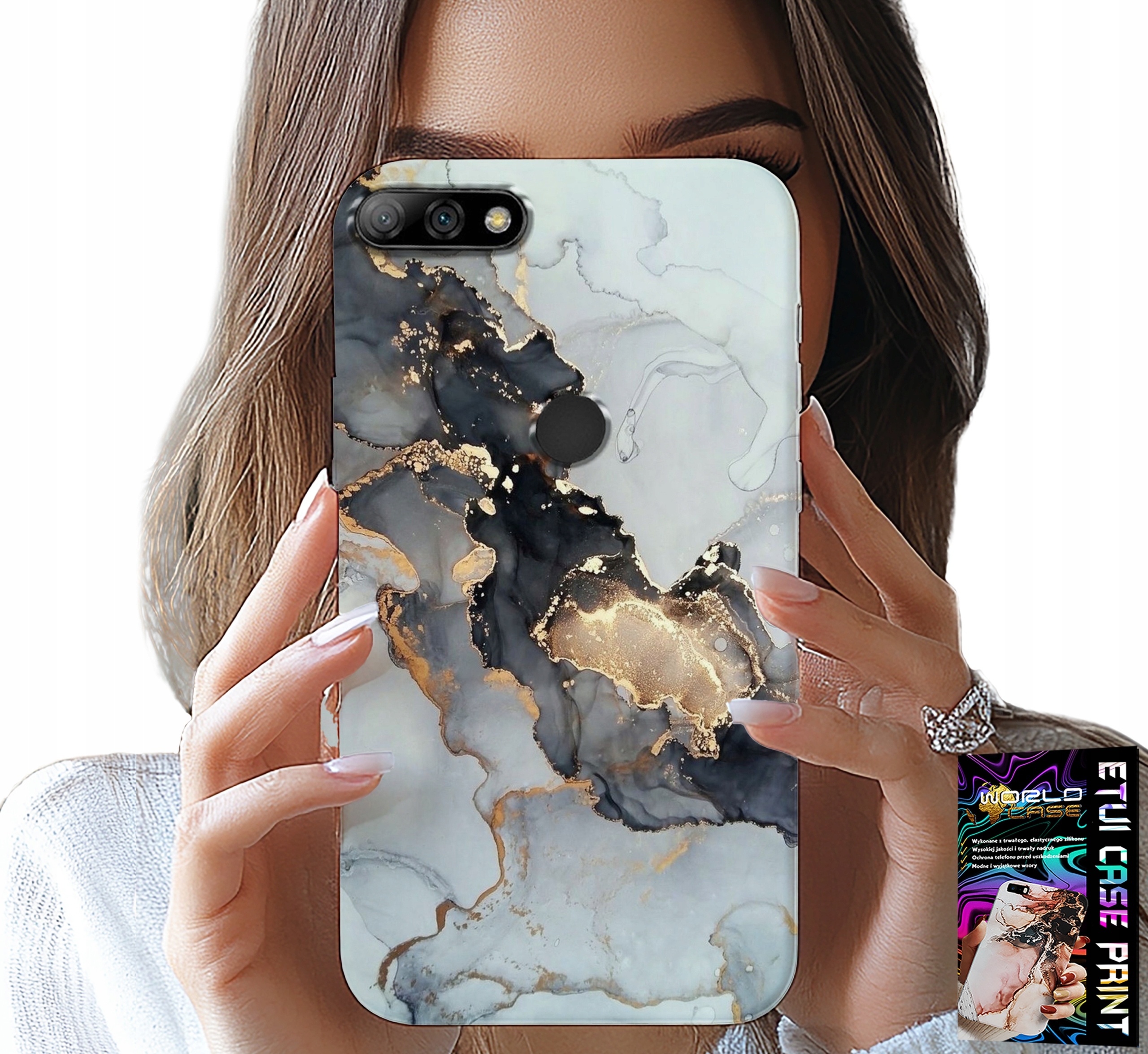 ETUI DO HUAWEI Y7 2018 - ELEGANCKI MARMUREK MODNE KOBIECE WZORY