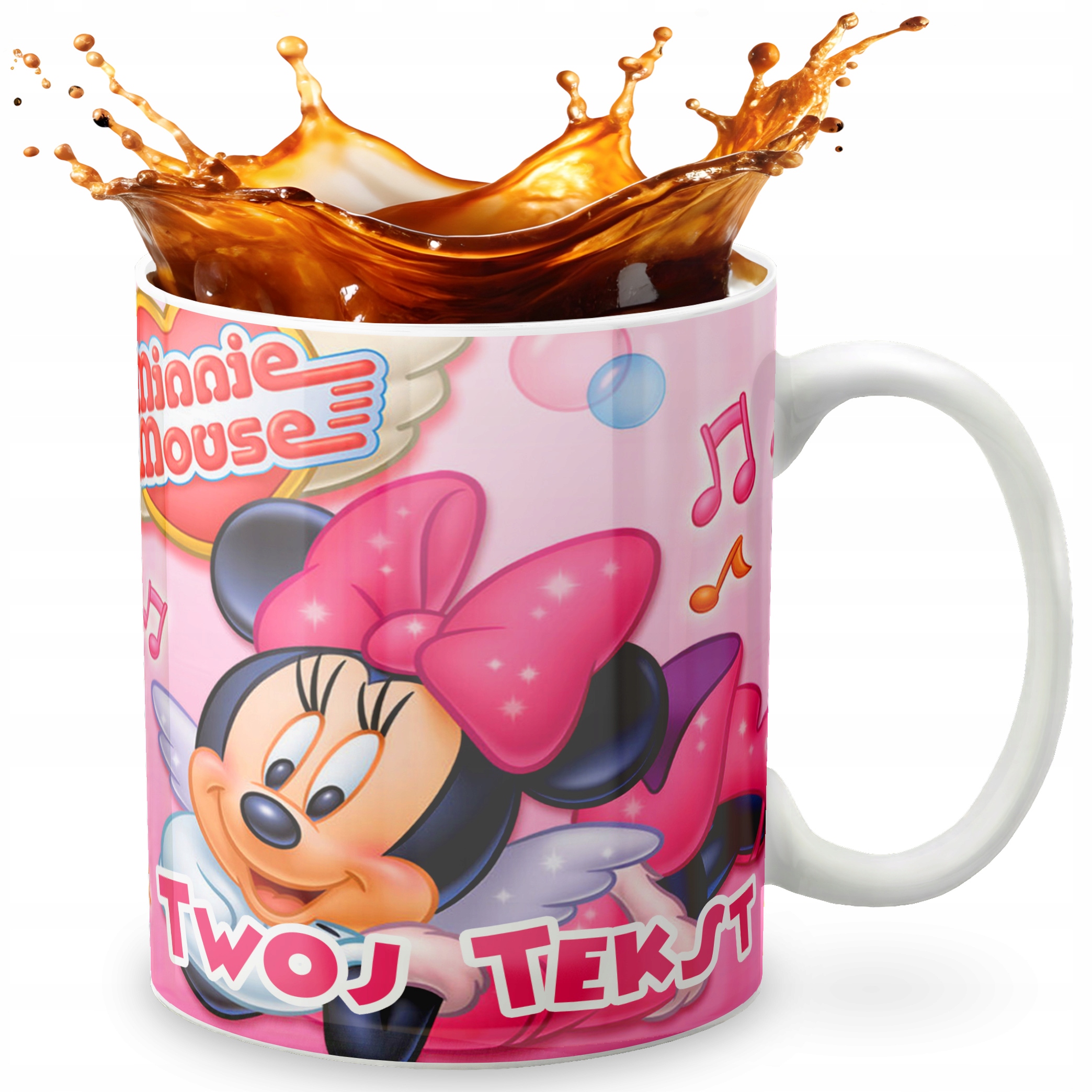 KUBEK 330ml GRAFIKA PREZENT ŚWIĘTA WZÓR - BAJKA MYSZKA MINI MINNIE + IMIĘ