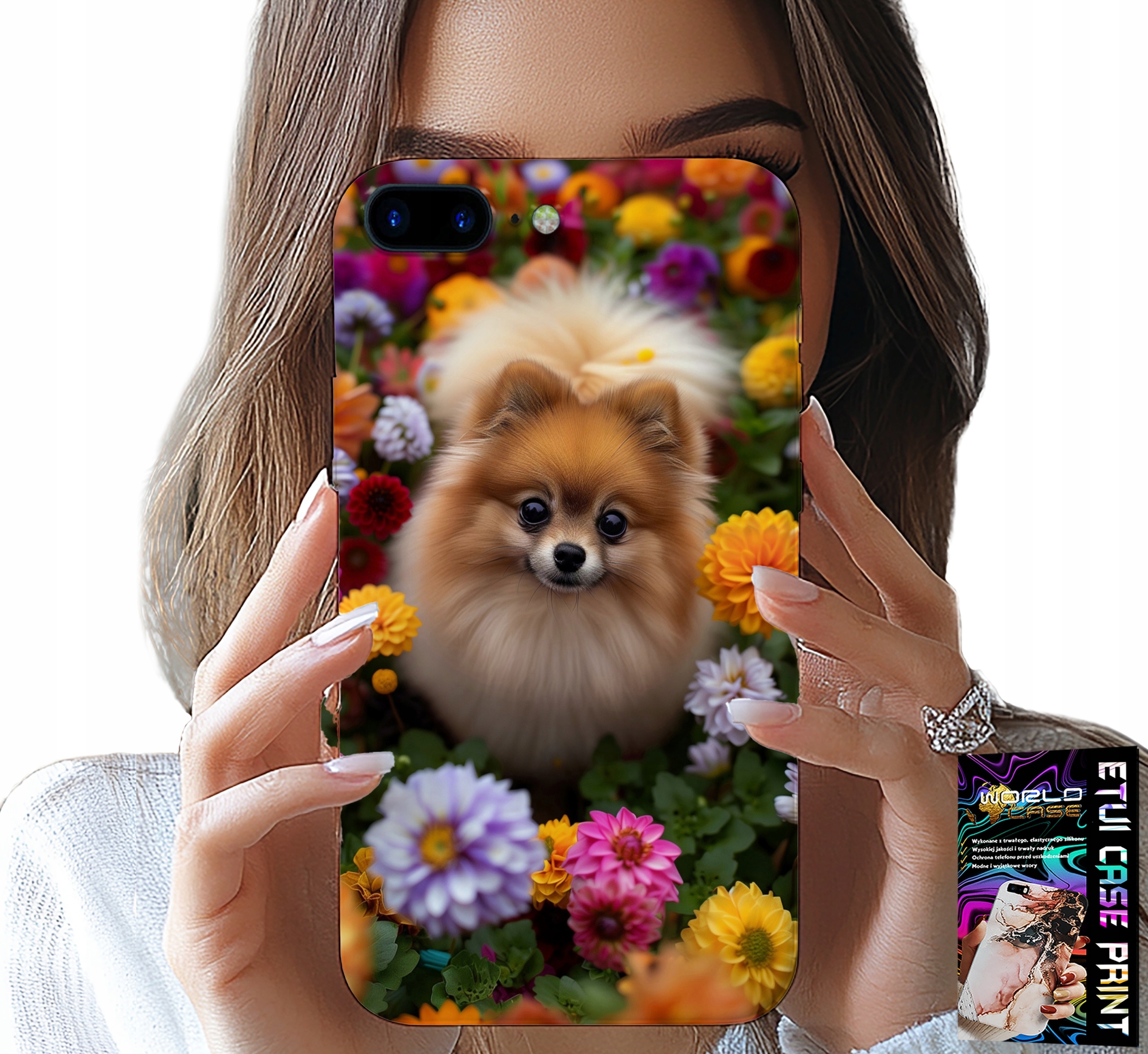 ETUI DO IPHONE ( 7 PLUS ) - SŁODKI PIESEK, POMERANIAN CASE + SZKŁO