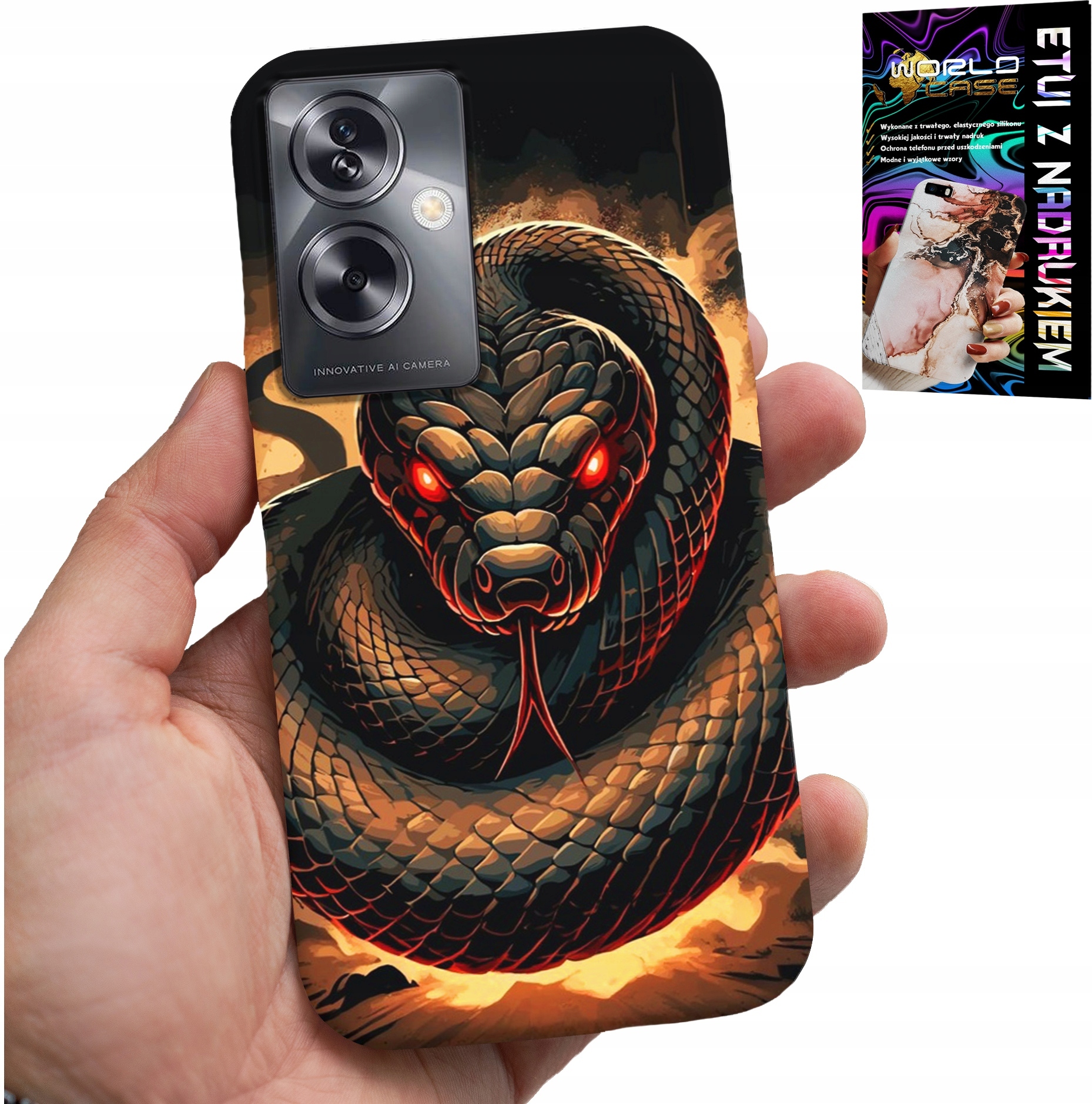 ETUI DO OPPO A79 5G - WĄŻ, WĘŻE KOBRA GRZECHOTNIK CASE + FOLIA