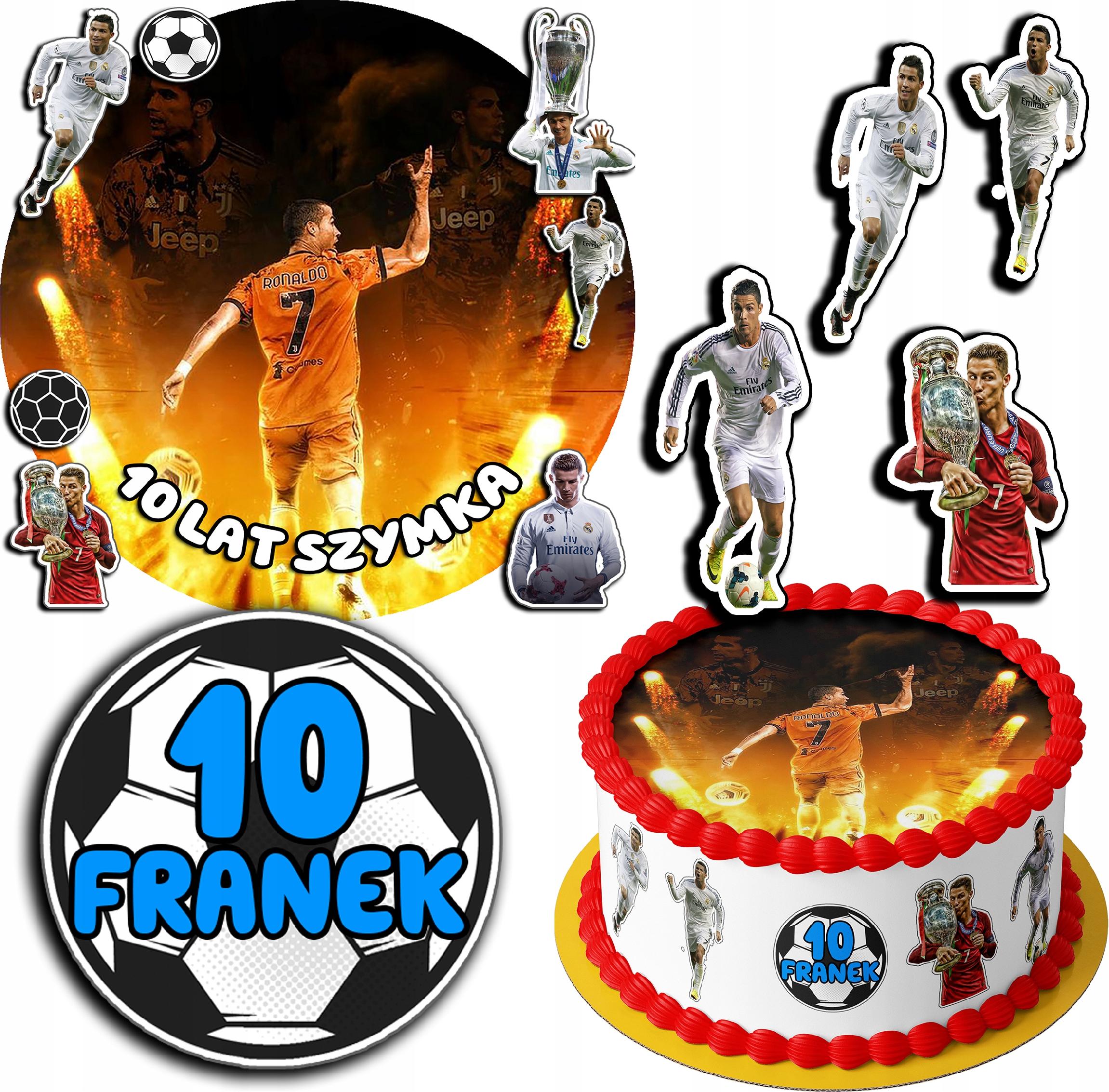 ZESTAW OPŁATEK NA TORT 20CM + 17 POSTACI - RONALDO + IMIĘ 15CM 18CM