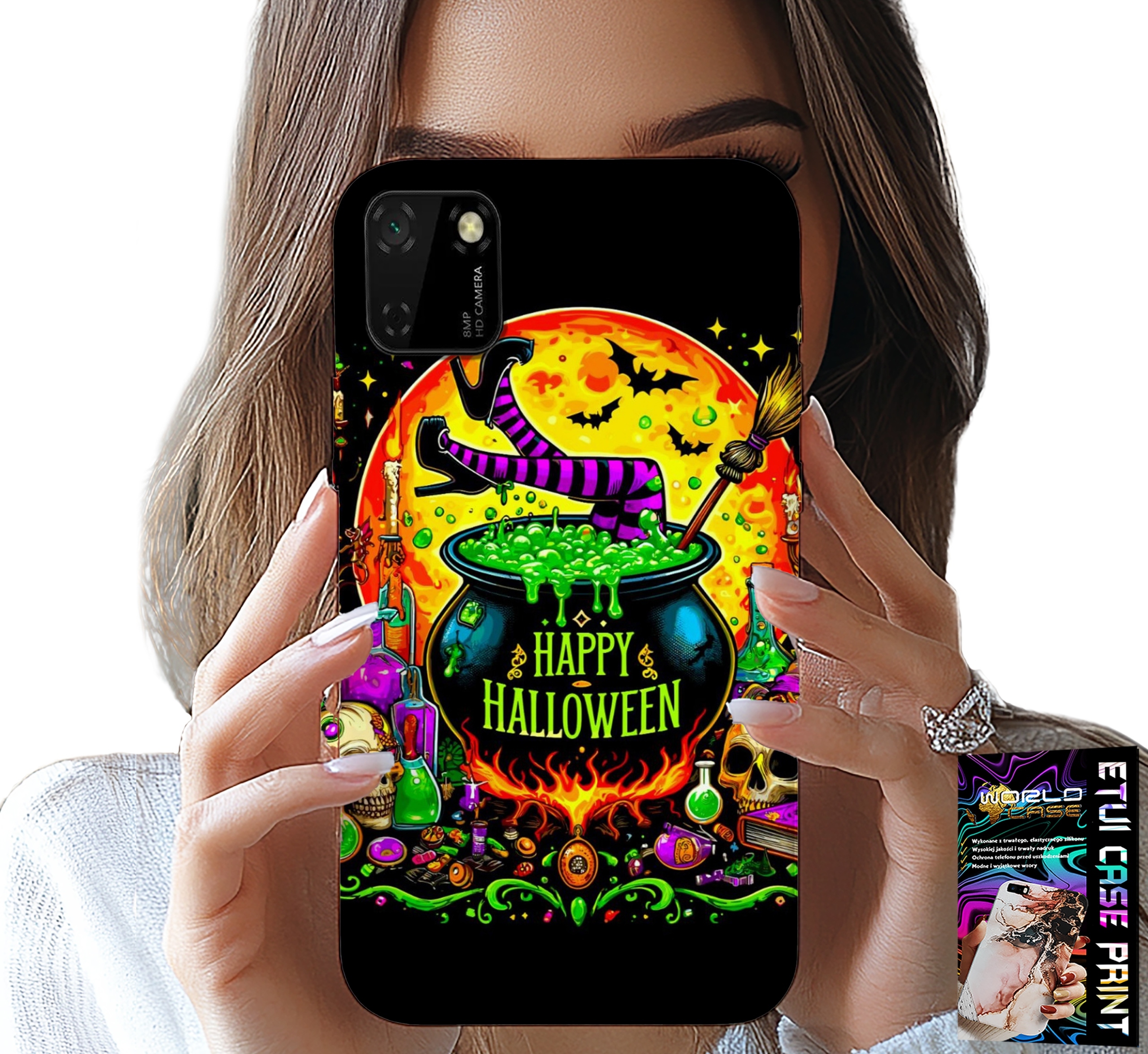 ETUI DO HUAWEI Y5P - WIEDŹMA KOCIOŁEK RÓŻDŻKA HALLOWEEN SZKŁO