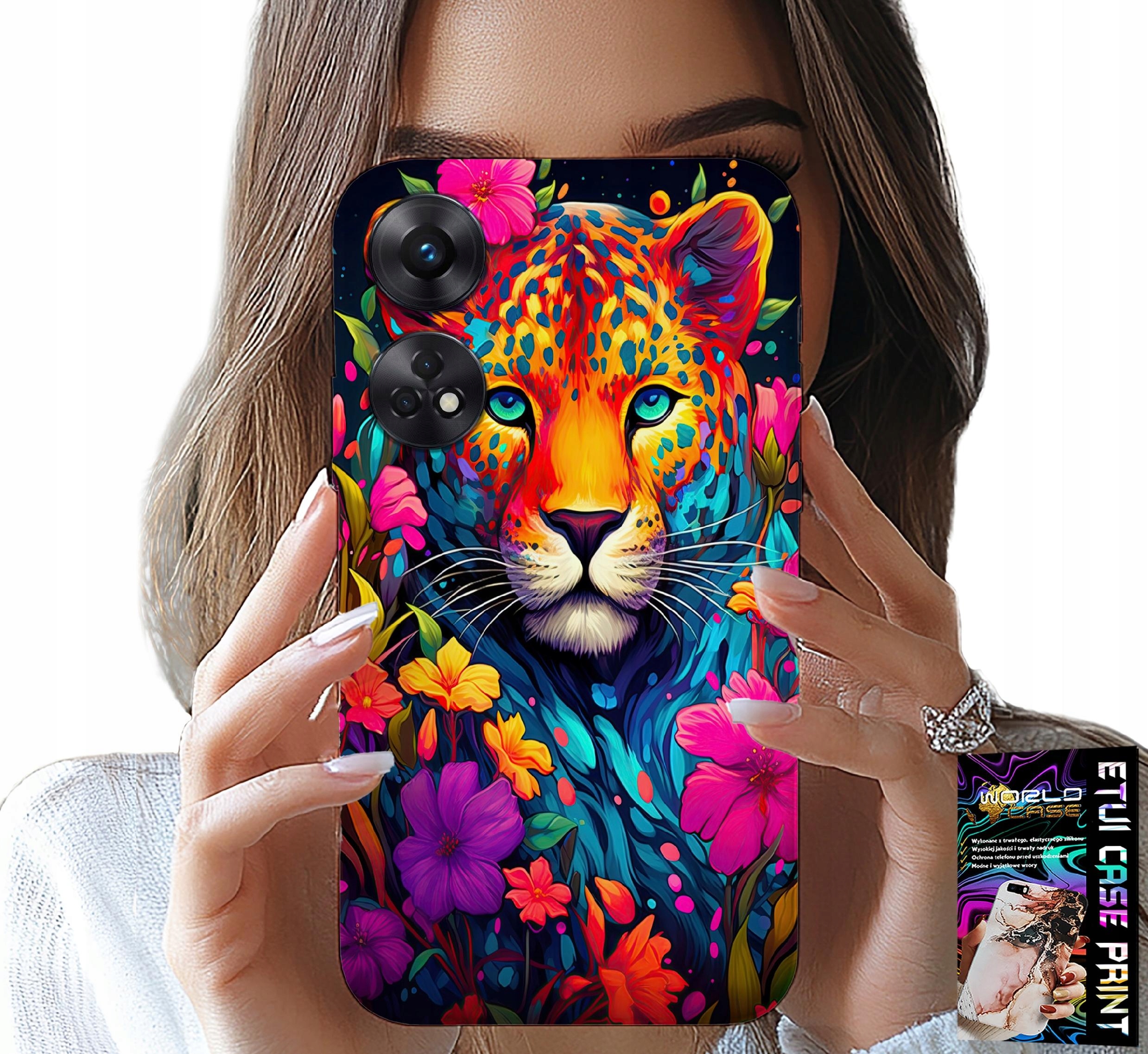 ETUI DO OPPO RENO8 T 4G - KWIECISTE WZORY TYGRYS TYGRYSEK + FOLIA