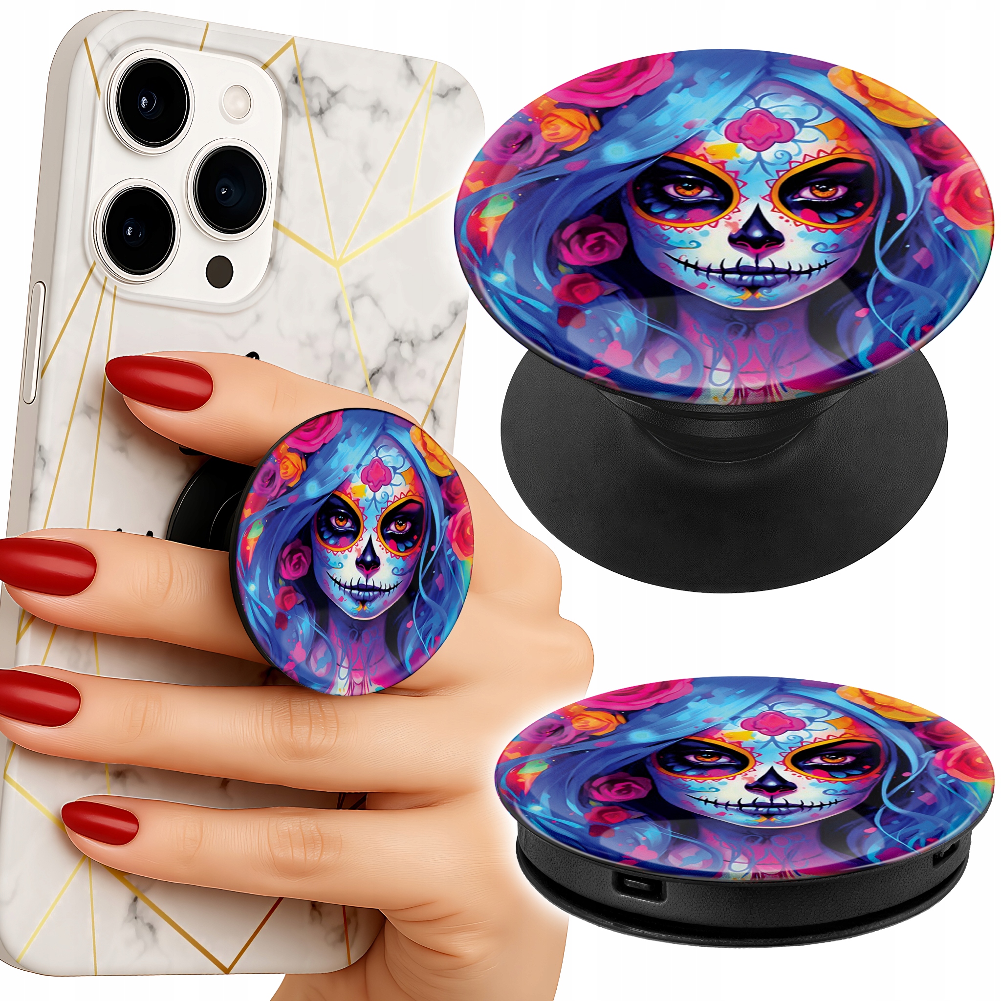 Uchwyt do telefonu Popsocket na palce/stojak MEKSYKAŃSKA KRÓLOWA ŚMIERCI