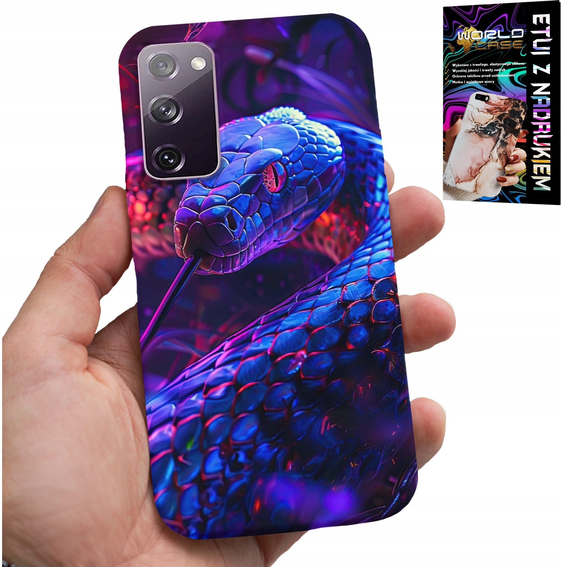 ETUI DO SAMSUNG GALAXY S20 FE - WĄŻ KOBRA GRZECHOTNIK GADY CASE + FOLIA