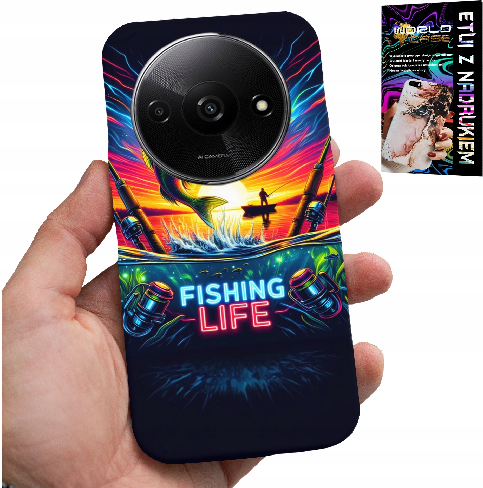 ETUI DO XIAOMI REDMI A3 - WZORY WĘDKARSKIE RYBY POŁÓW WĘDKA PLECKI