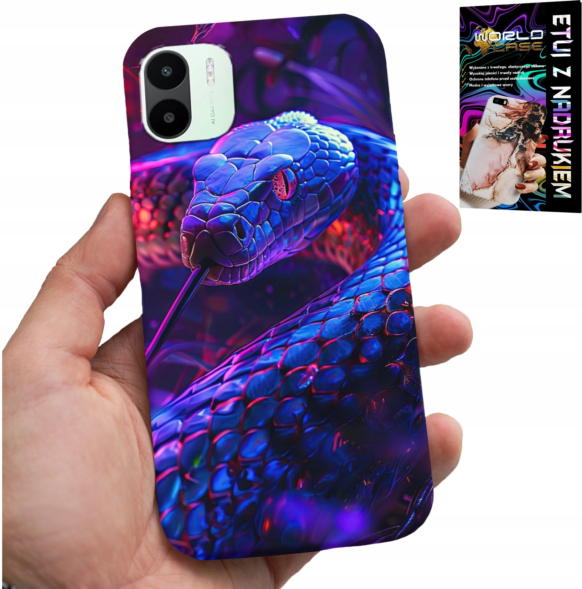 ETUI DO XIAOMI REDMI A1 - WĄŻ KOBRA GRZECHOTNIK GADY CASE + FOLIA