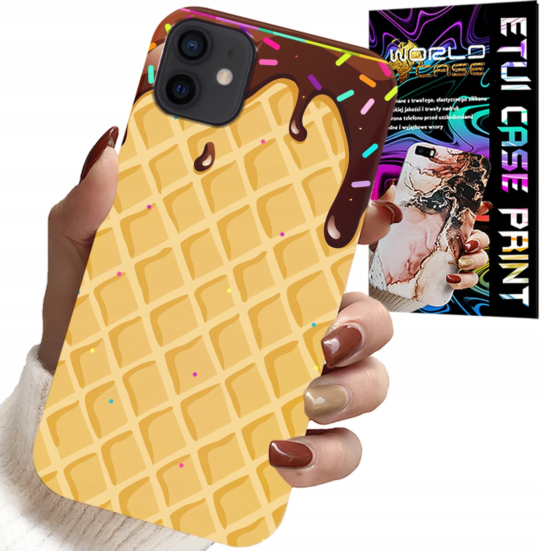 ETUI DO IPHONE 12 MINI - Z MOTYWEM WAFLA Z POLEWĄ CZEKOLADOWĄ