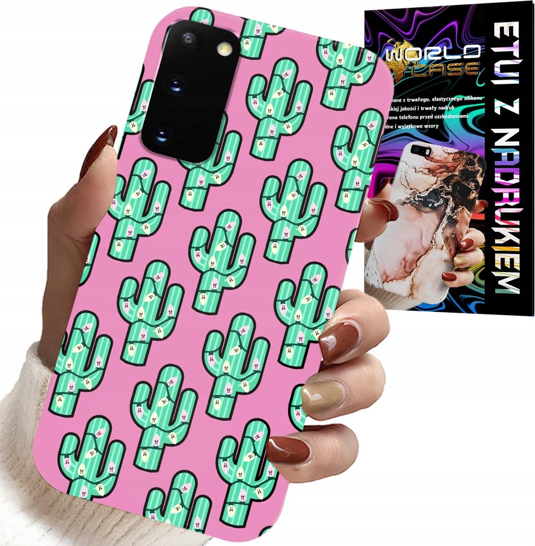 ETUI DO SAMSUNG GALAXY S20 - KAKTUSY, KAKTUS NA RÓŻOWYM TLE + FOLIA