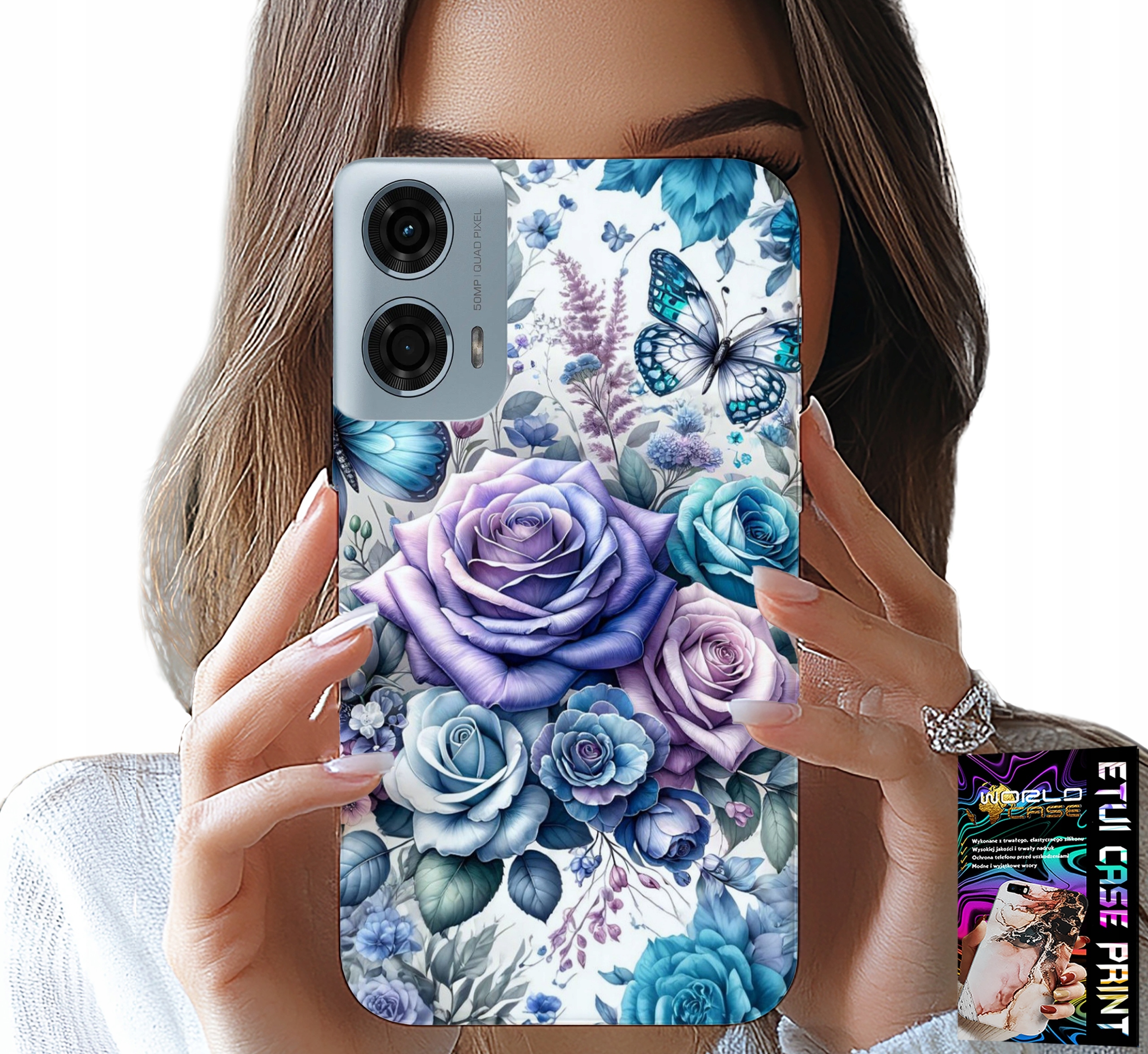 ETUI DO MOTOROLA G24 / G04 - KWIECISTE WZORY RÓŻEKWIATKI CASE + FOLIA