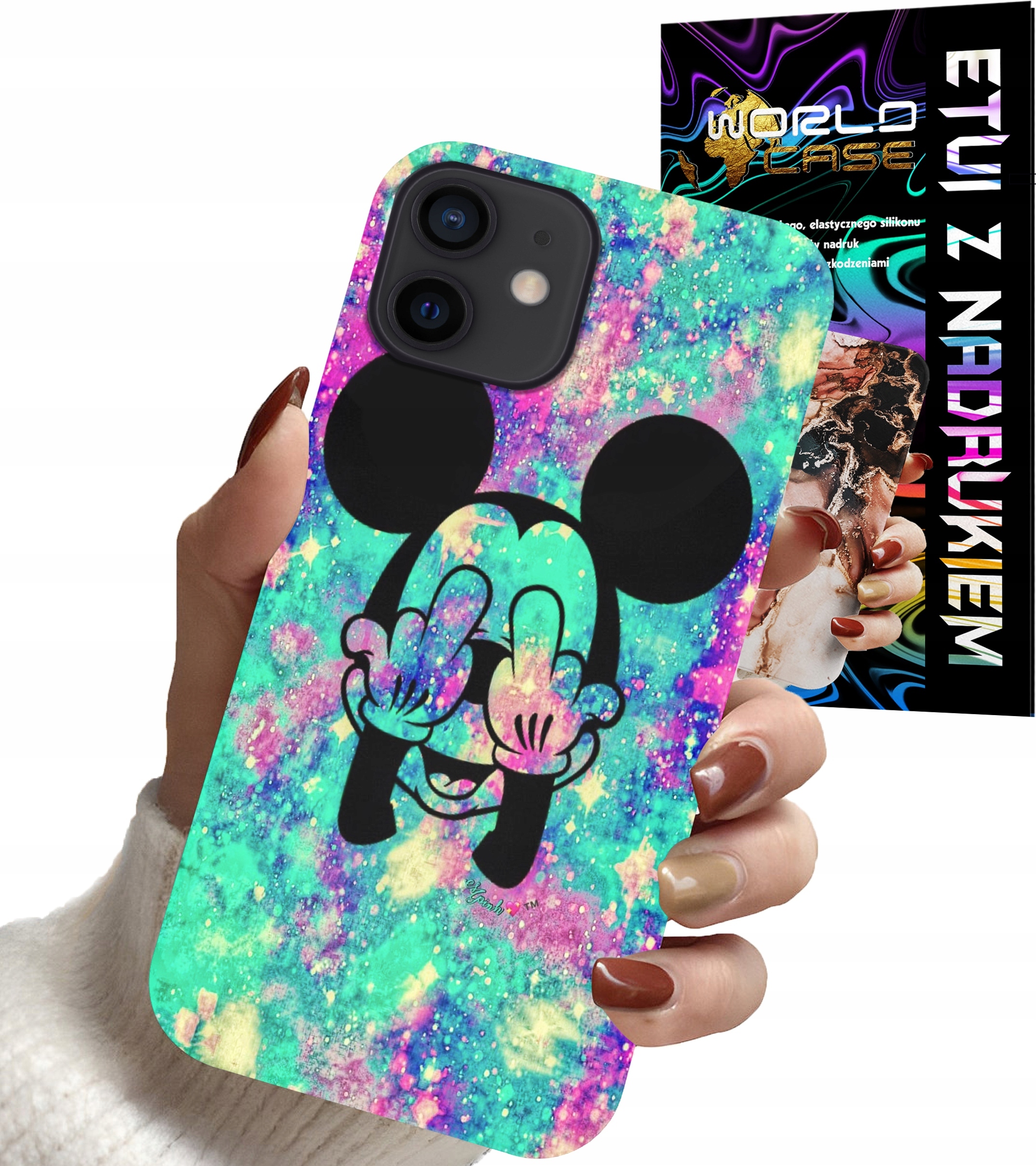 ETUI CASE DO IPHONE 12 - MYSZKA MINNIE DAMSKIE WZORY PLECKI