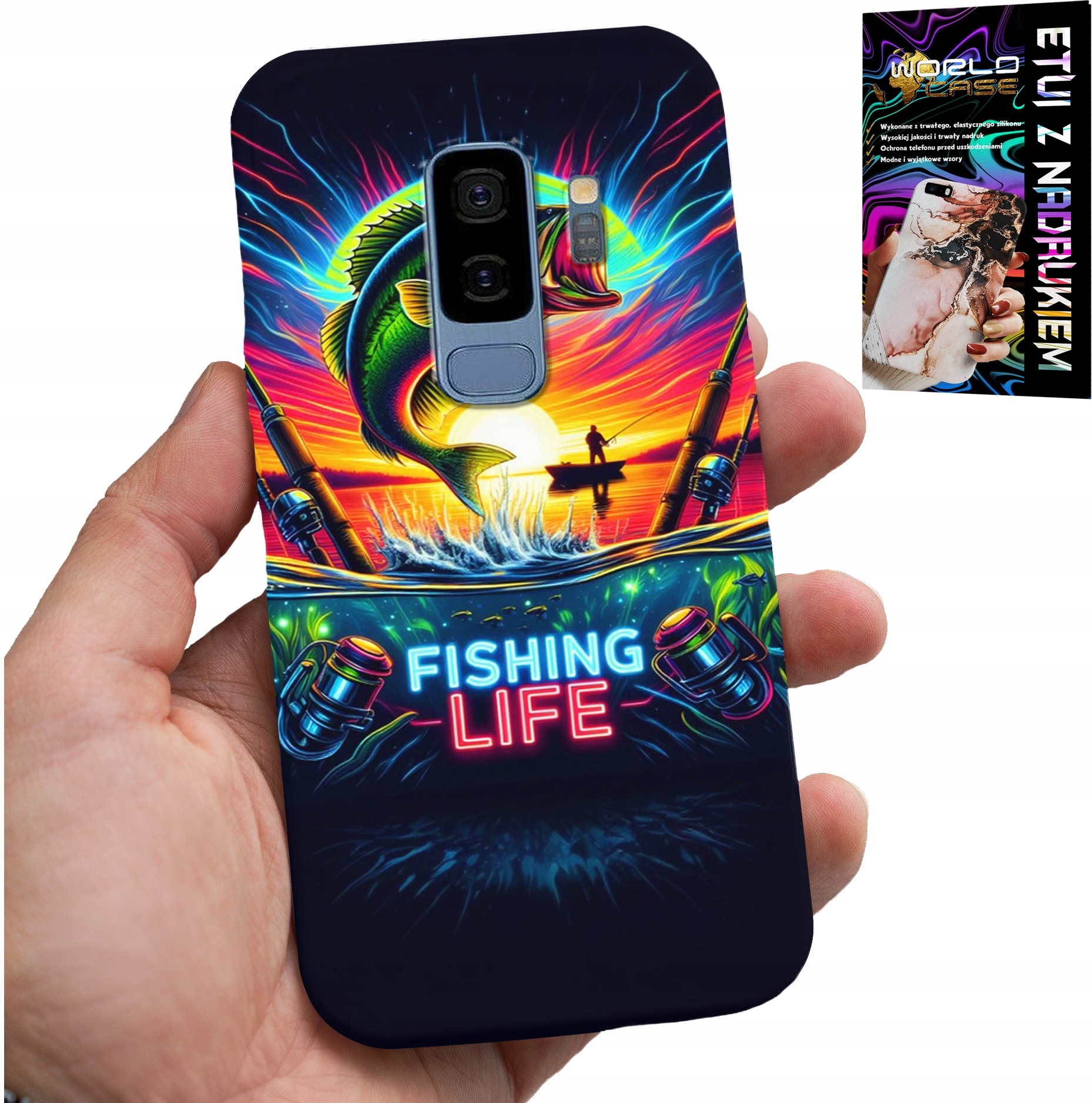 ETUI DO SAMSUNG GALAXY S9 PLUS - WZORY WĘDKARSKIE RYBY POŁÓW WĘDKA PLECKI