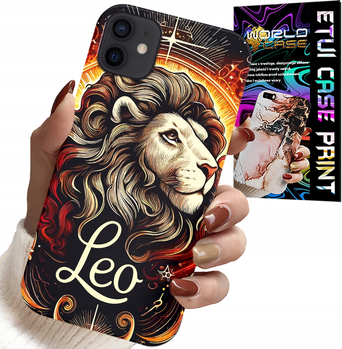 ETUI DO IPHONE 12 MINI - LEW, ZNAK ZODIAKU ASTRONOMIA, CASE + SZKŁO