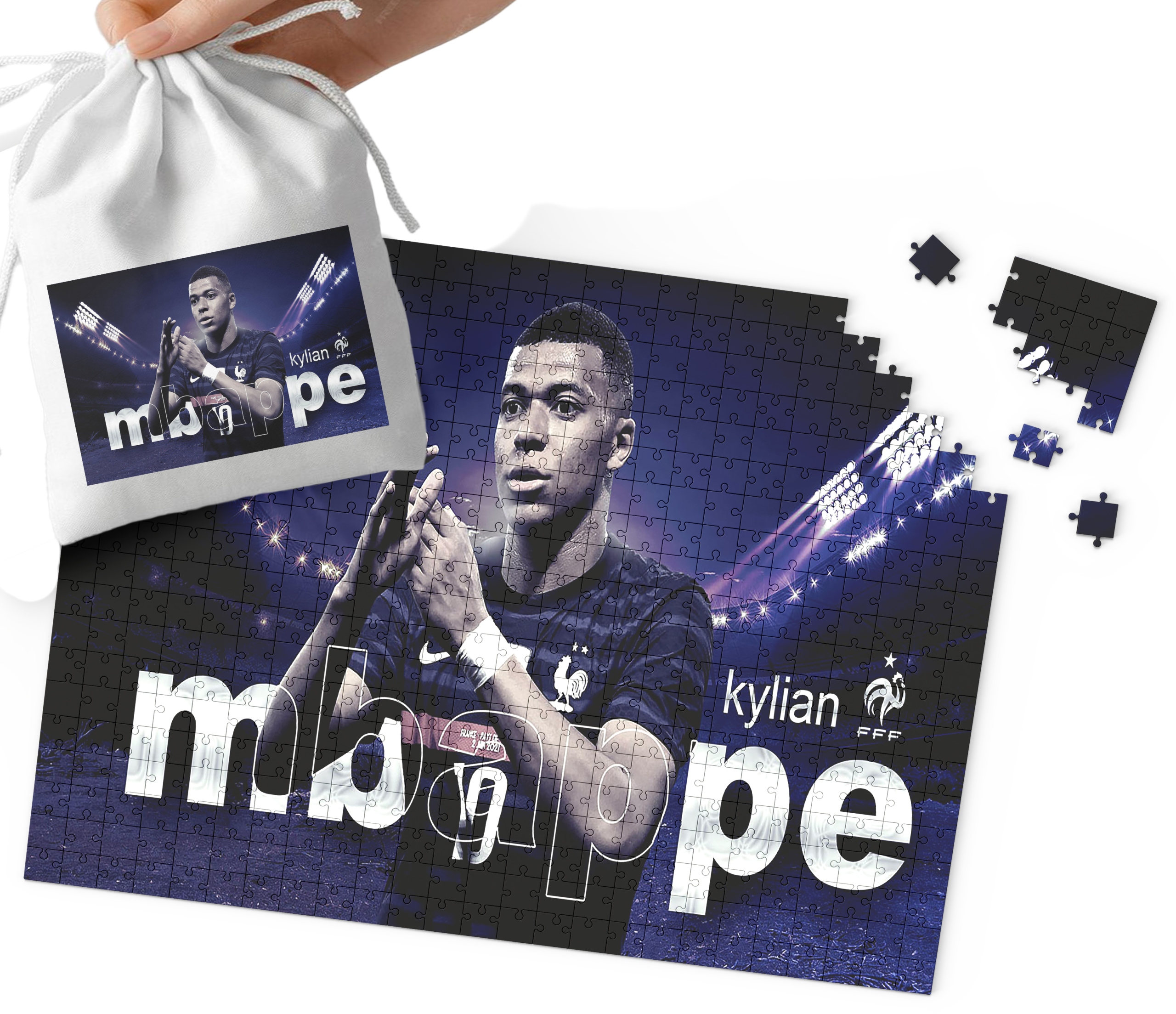 PUZZLE - KYLIAN MBAPPE WZORY DLA MAŁEGO PIŁKARZA 24el + WORECZEK