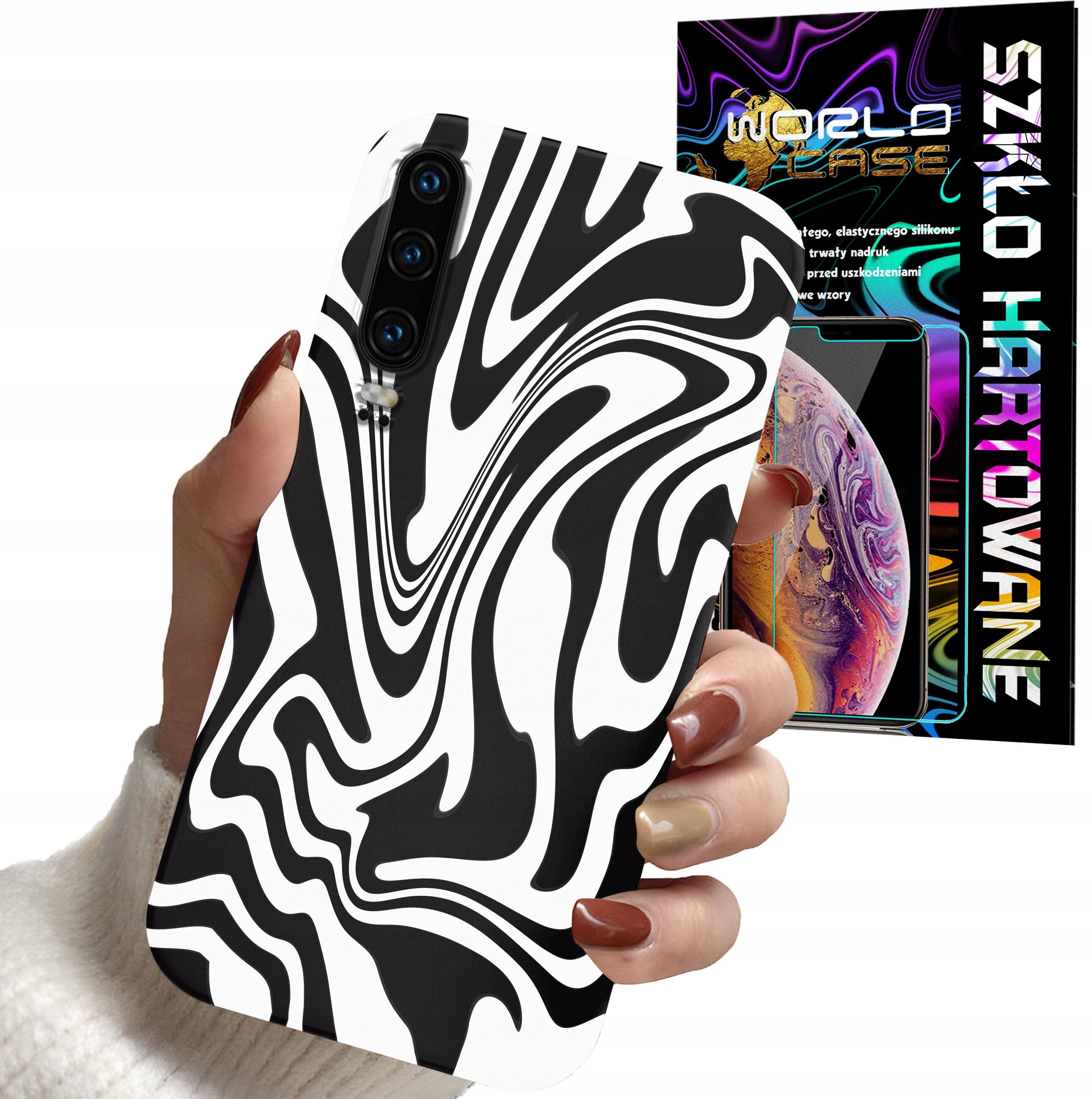 ETUI DO HUAWEI P30 - ABSTRAKCJA ZEBRA MODNE WZORY DLA KOBIET +SZKŁO