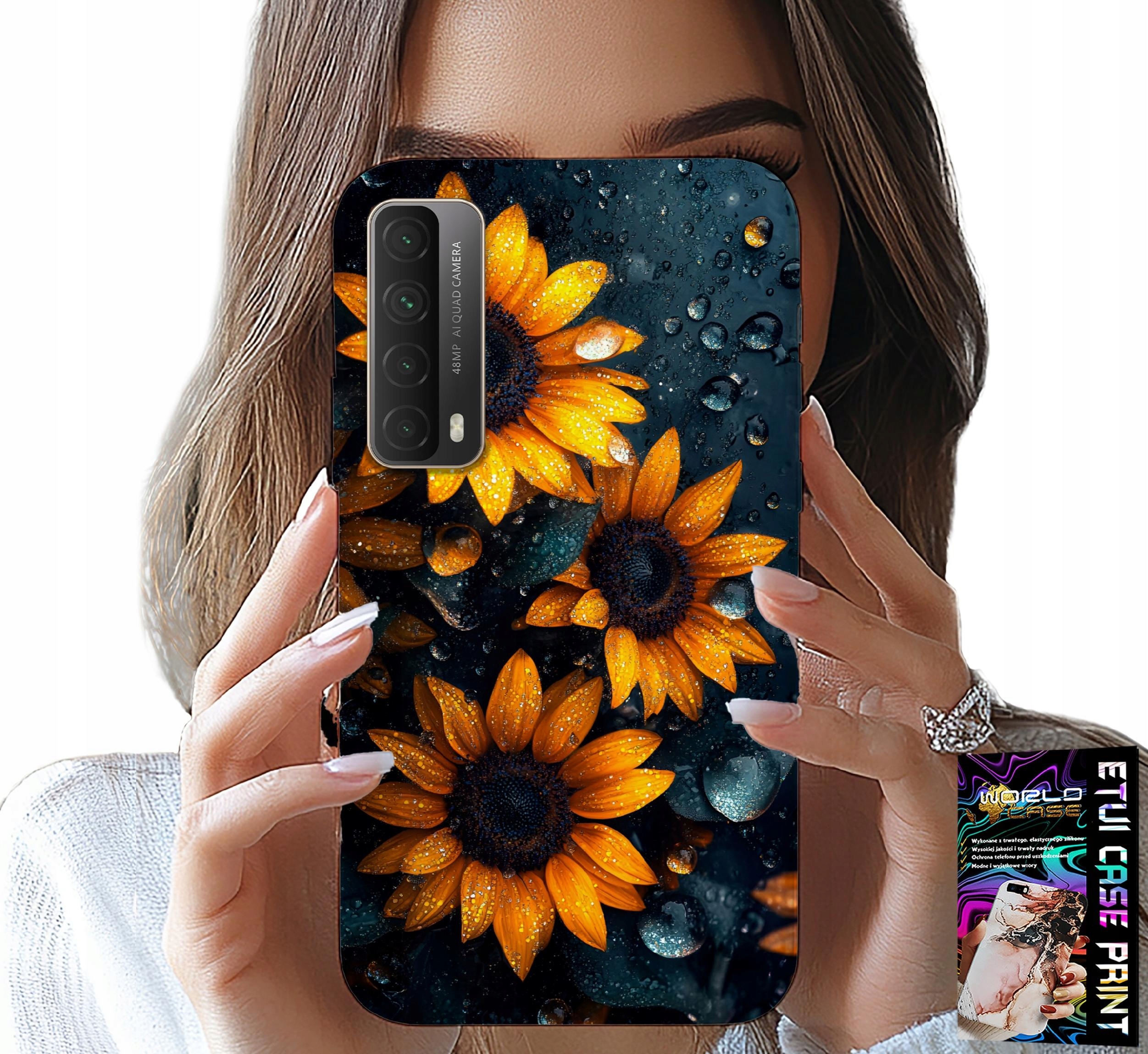 ETUI DO HUAWEI P SMART 2021 - SŁONECZNIKI, SŁONECZNIK, KWIECISTE WZORY