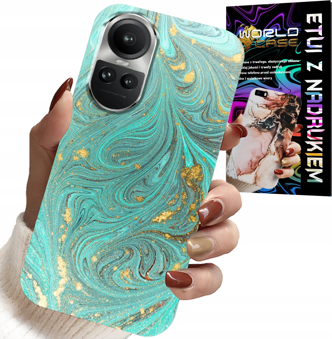 ETUI DO OPPO RENO10 PRO 5G - MARMURKOWE WZORY + FOLIA HYDROŻEL