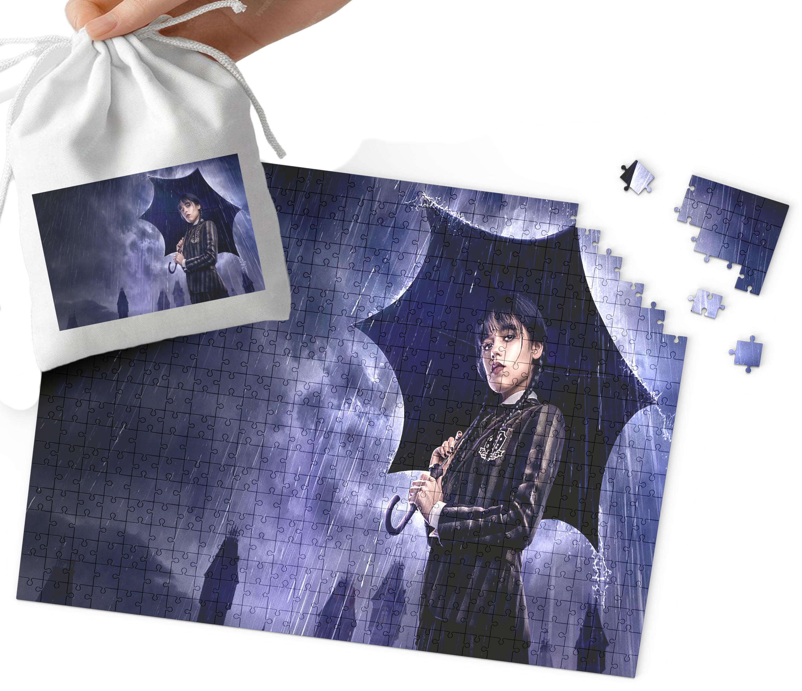 PUZZLE - Wednesday Addams WZORY Z BAJEK I GIER PREZENT 110EL + WORECZEK