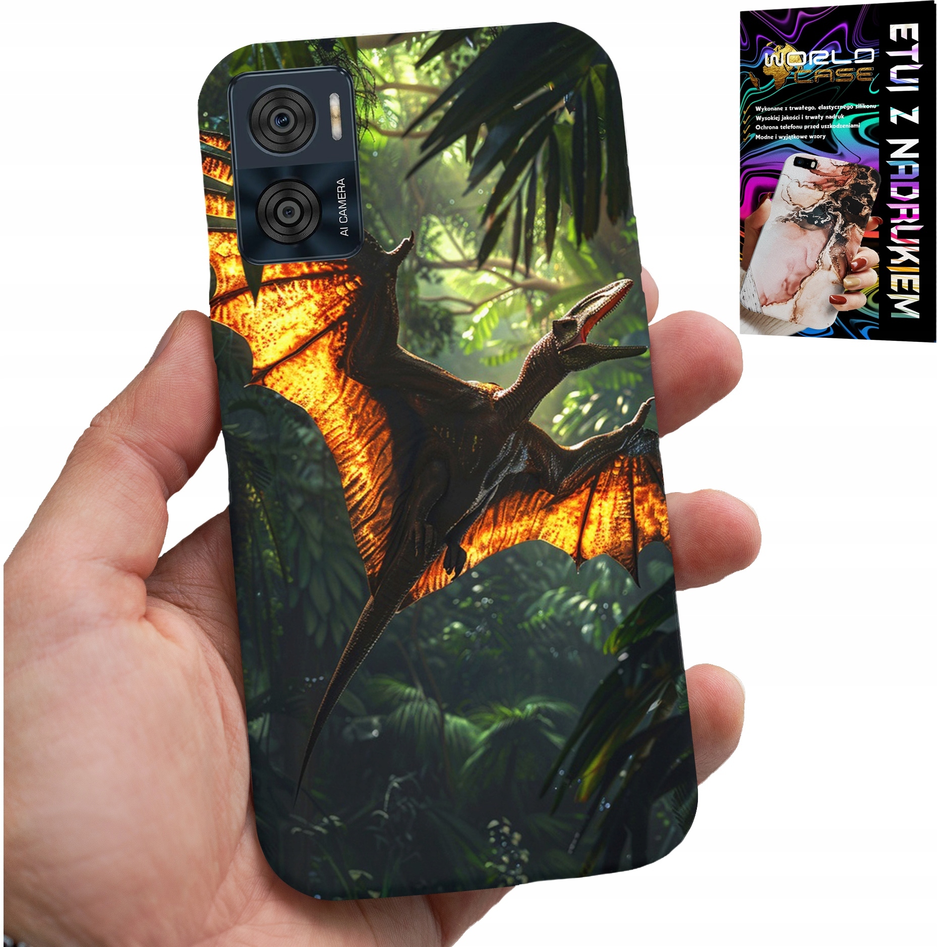 ETUI DO MOTOROLA MOTO E22 / E22I - DINO DINOZAUR PTERODAKTYL FUTERAŁ PLECKI