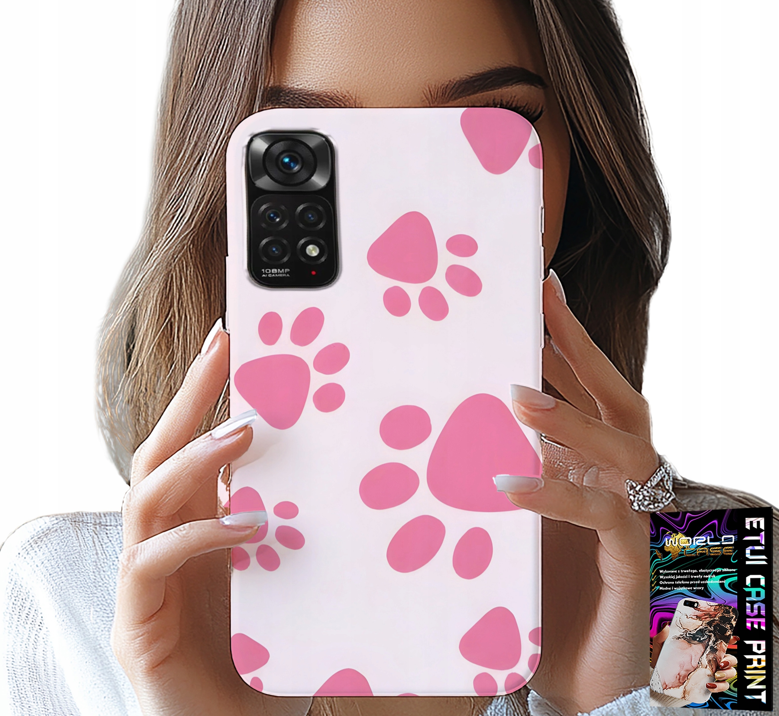 ETUI DO XIAOMI NOTE 11 / 11S - RÓŻOWE PSIE ŁAPKI, PLECKI, OBUDOWA CASE