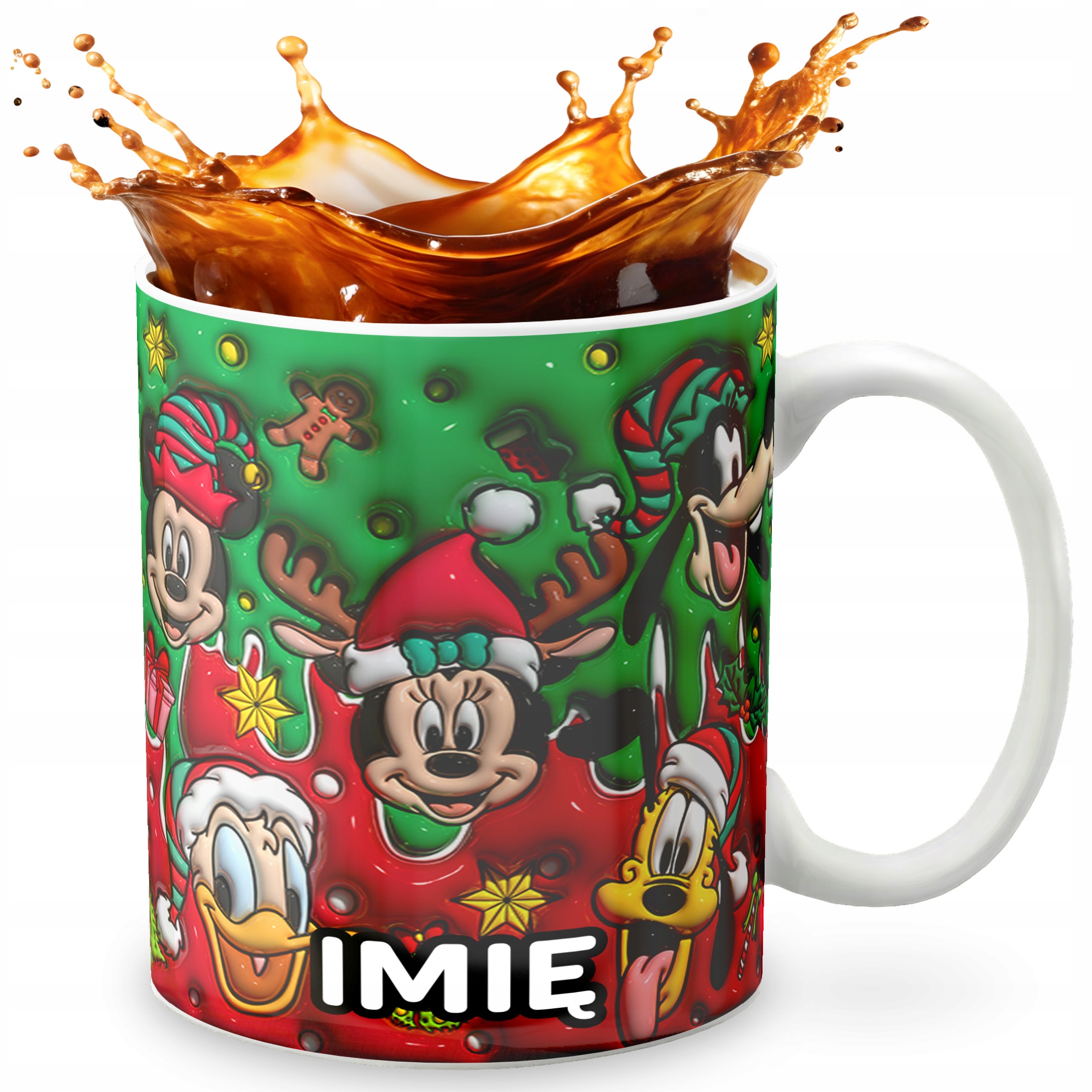 KUBEK 330ml Z GRAFIKĄ PREZENT NA ŚWIĘTA WZORY- MYSZKA MIKI DONALD + IMIĘ