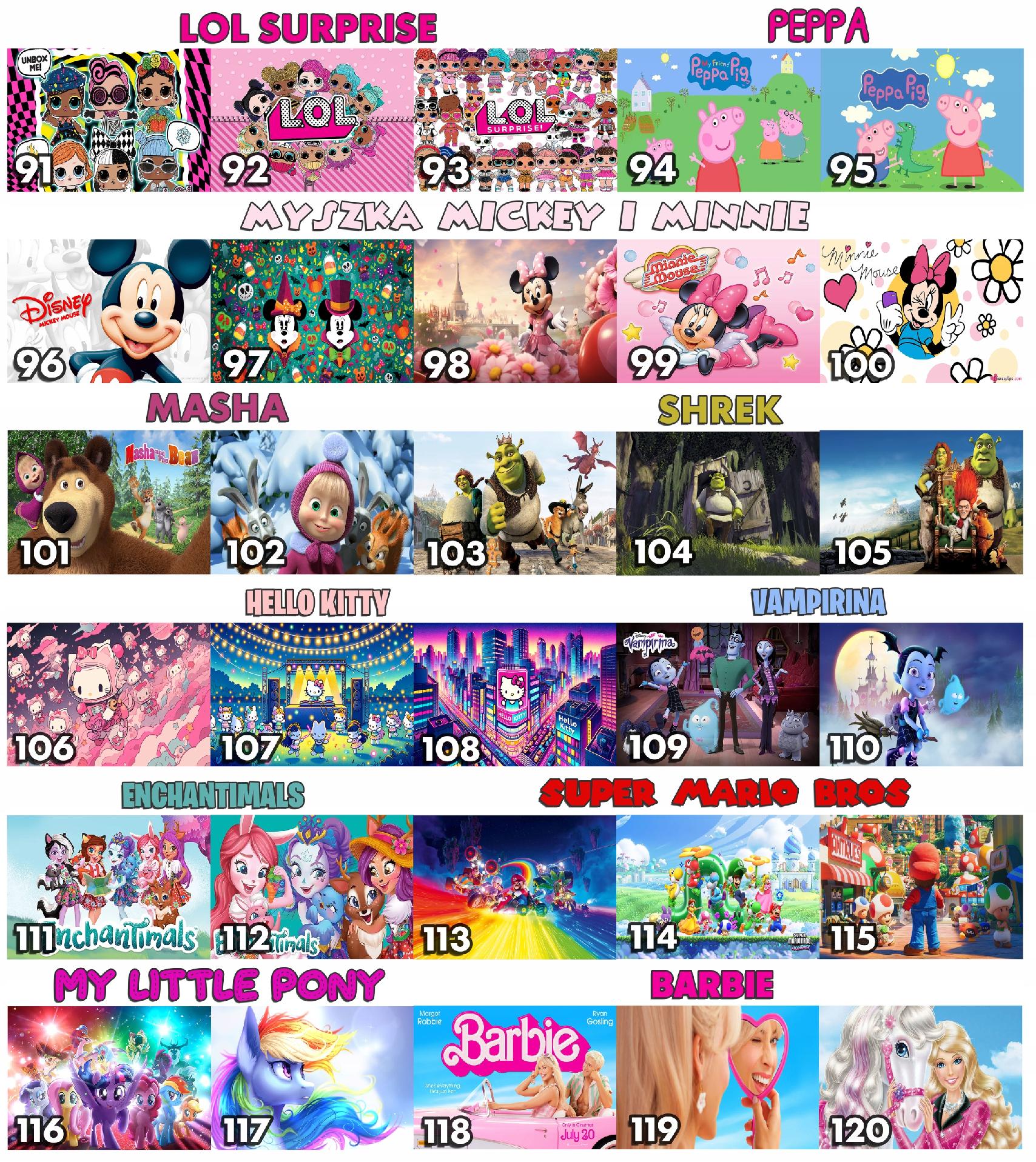 PUZZLE - MYSZKA MICKEY MIKI WZORY Z BAJEK PREZENT DLA DZIECI 96EL +WORECZEK