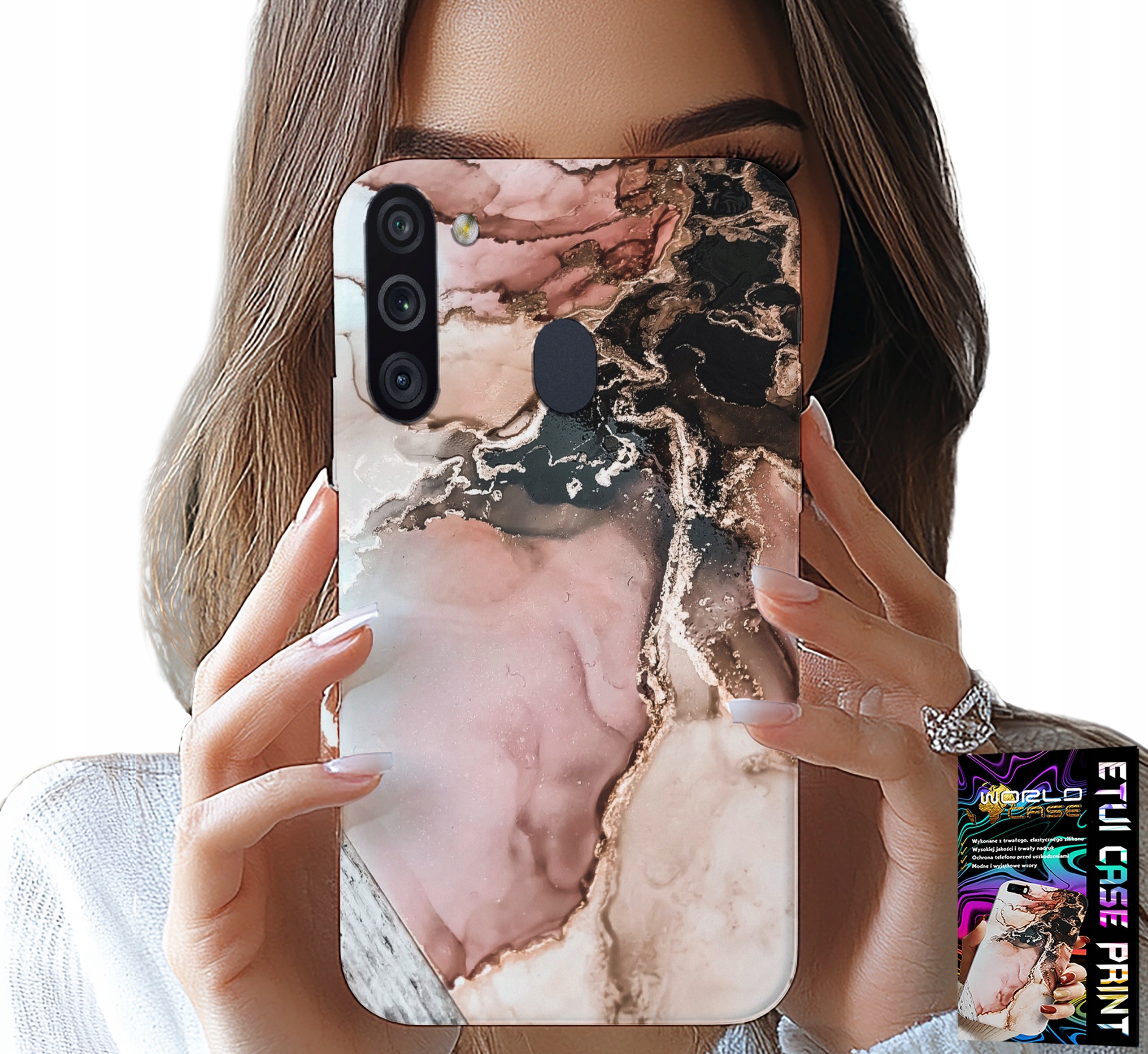 ETUI DO SAMSUNG GALAXY A21 - ELEGANCKI MARMUREK MODNE WZORY + SZKŁO