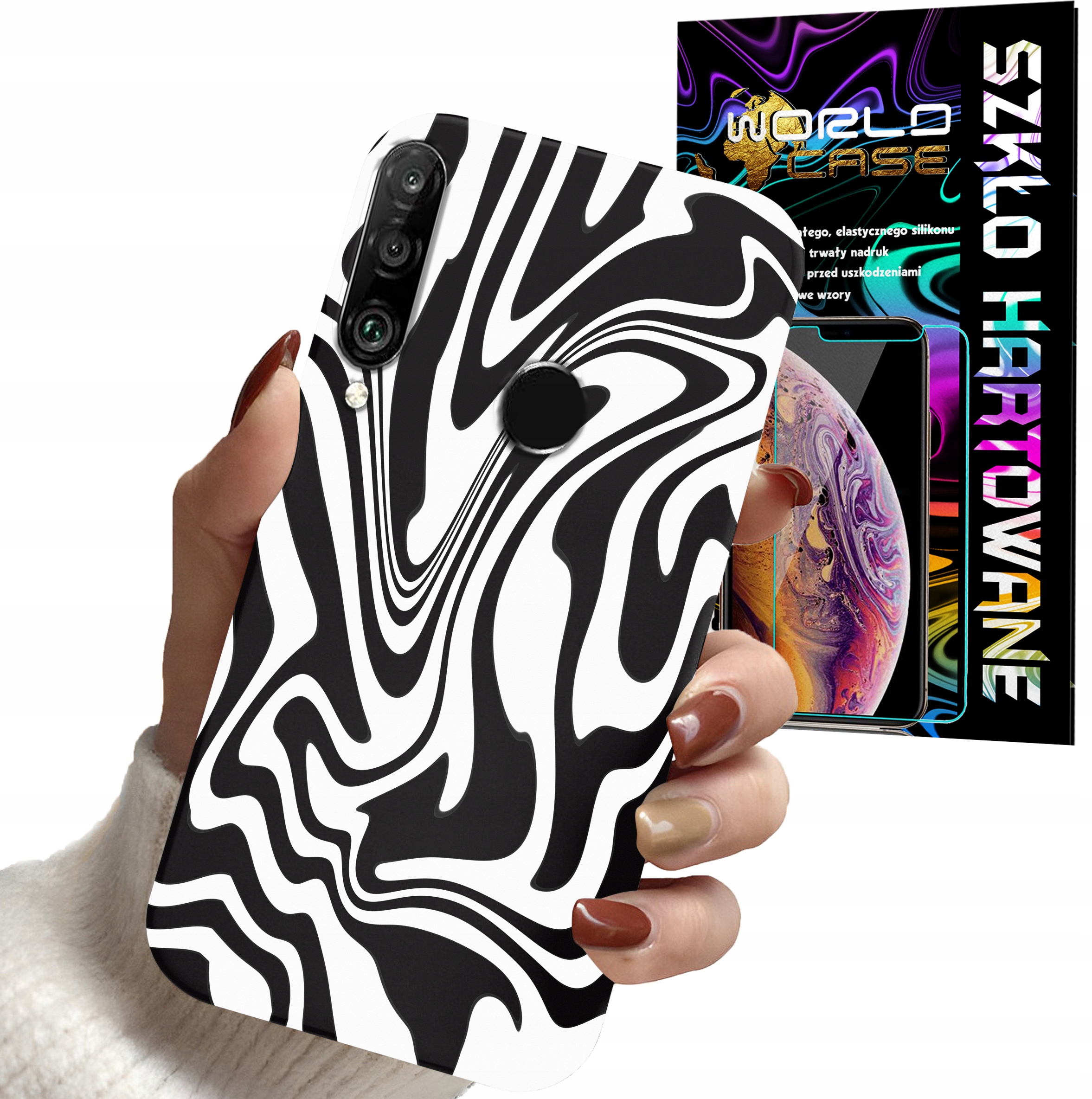 ETUI DO HUAWEI P30 LITE - ABSTRAKCJA ZEBRA MODNE WZORY DLA KOBIET +SZKŁO