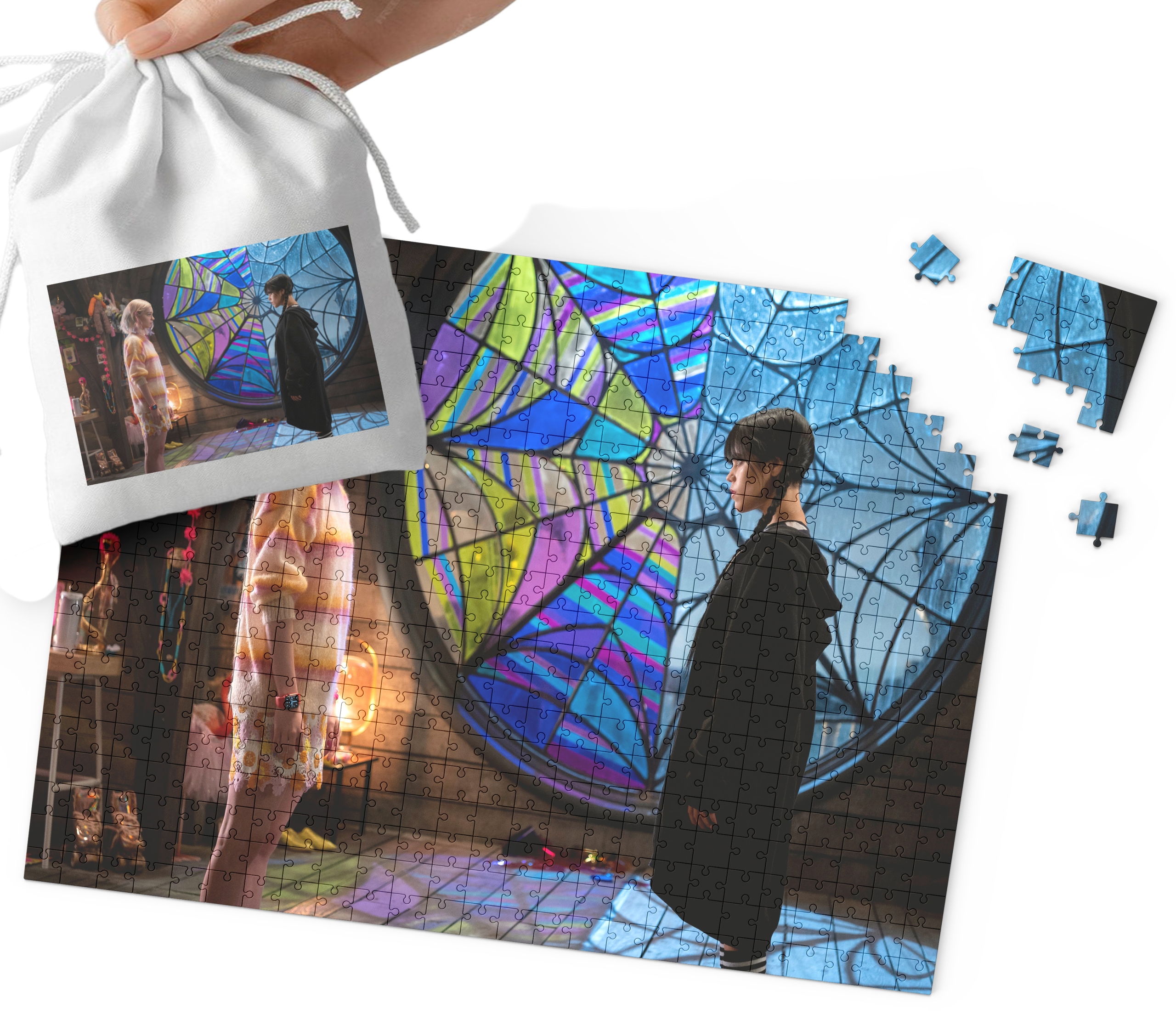 PUZZLE - Wednesday Addams WZORY Z BAJEK I GIER PREZENT 252el + WORECZEK