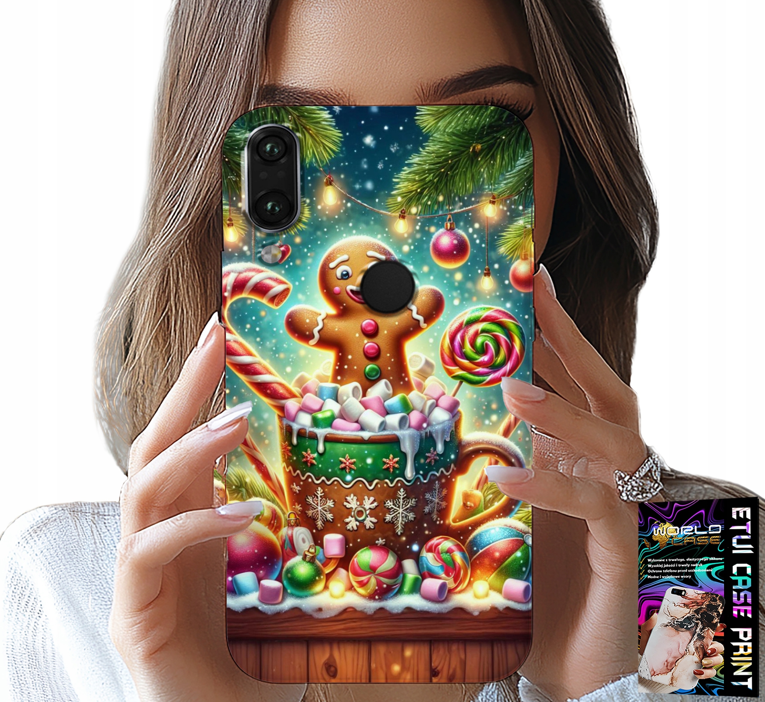 ETUI DO HUAWEI P SMART 2019 - PIERNIK PIERNIKI ŚWIĄTECZNE WZORY +SZKŁO