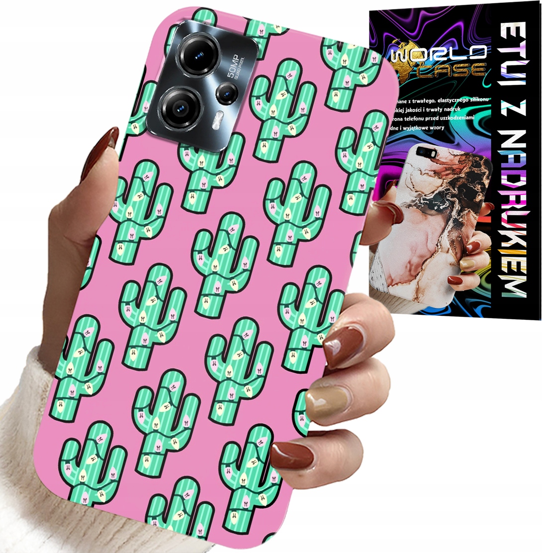 ETUI DO MOTOROLA G13 / G23 - KAKTUSY, KAKTUS NA RÓŻOWYM TLE + FOLIA