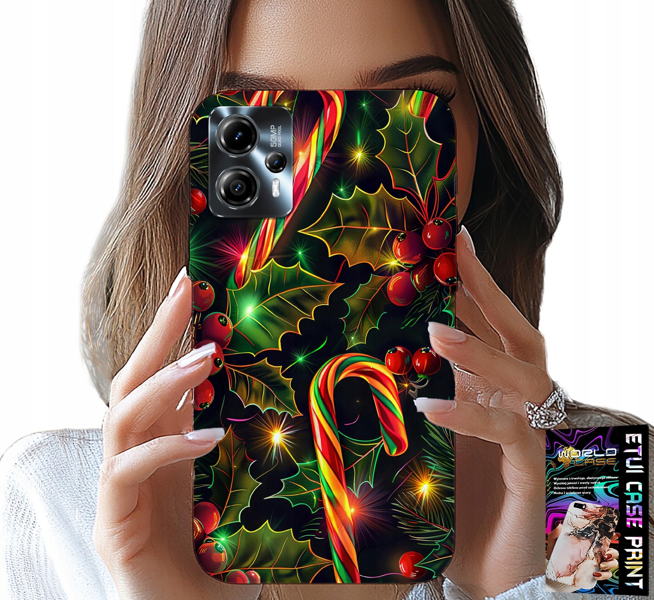 ETUI DO MOTOROLA G13 / G23 - LASKA CUKROWA, JEMIOŁA, CHOINKA + FOLIA