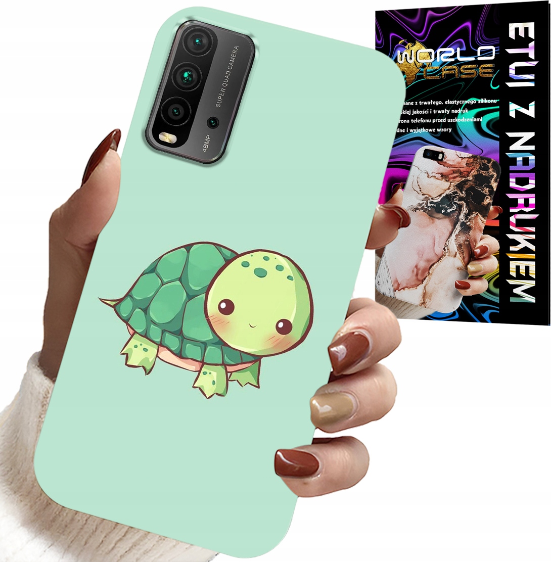 ETUI DO XIAOMI REDMI 9T - SŁODKIE ŻÓŁWKI WZORY DLA DZIECI + SZKŁO