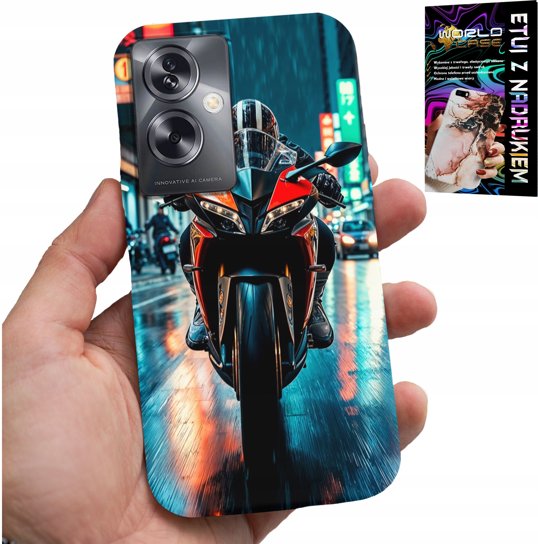 ETUI DO OPPO A79 5G - MOTOR, MOTOCYKLE JEDNOŚLAD WZORY + FOLIA