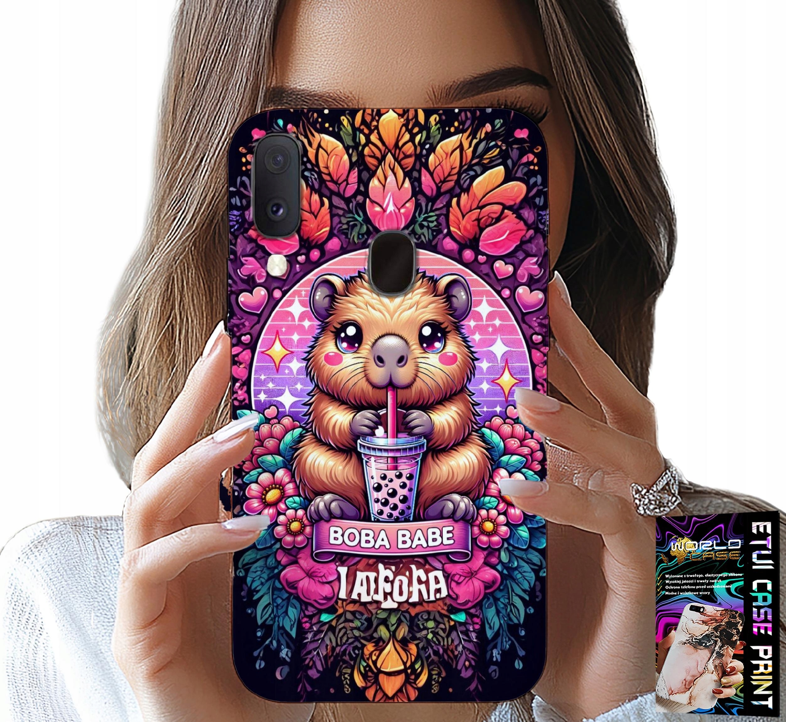 ETUI DO SAMSUNG GALAXY A20E - SŁODKA KAPIBARA Z SZEJKIEM, SUPER WZORY
