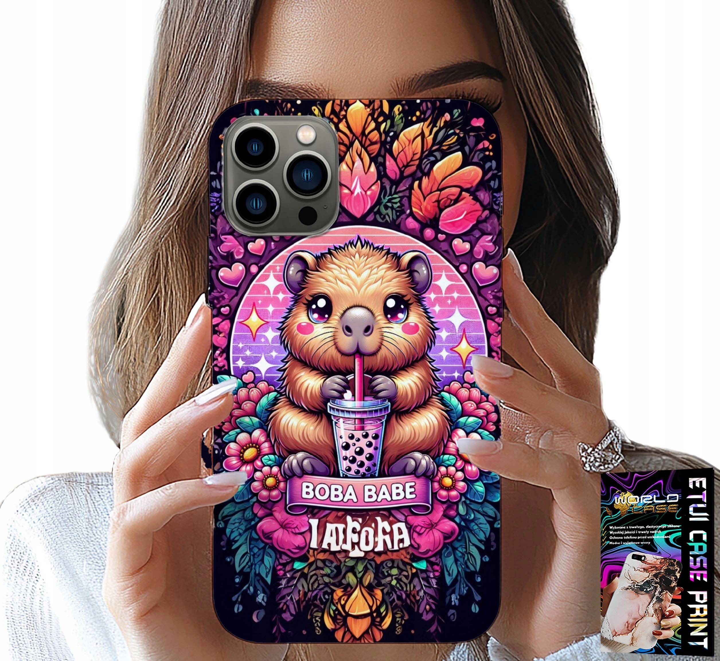 ETUI DO IPHONE 12 PRO MAX - SŁODKA KAPIBARA Z SZEJKIEM, SUPER WZORY