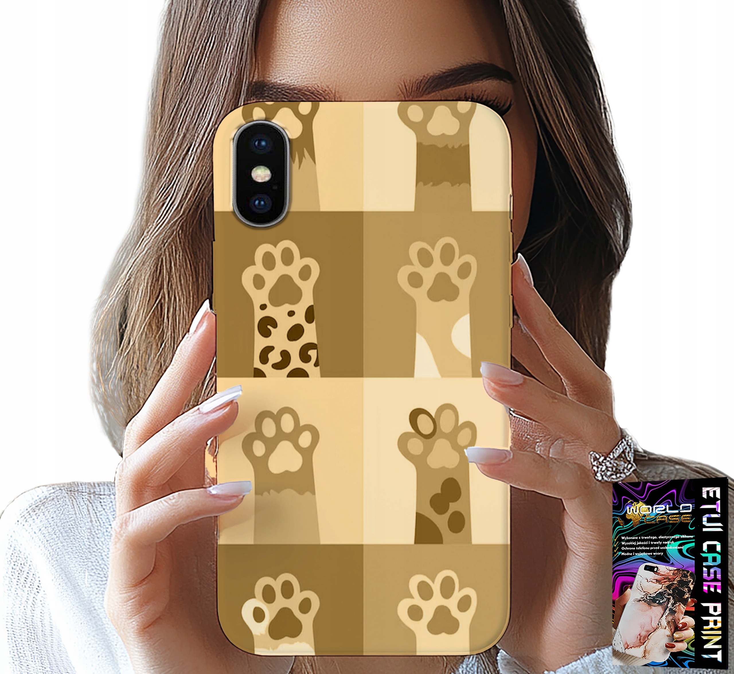 ETUI DO IPHONE X / XS - LOVE CAT, WZORY Z KOTAMI, ŁAPKI KOTÓW
