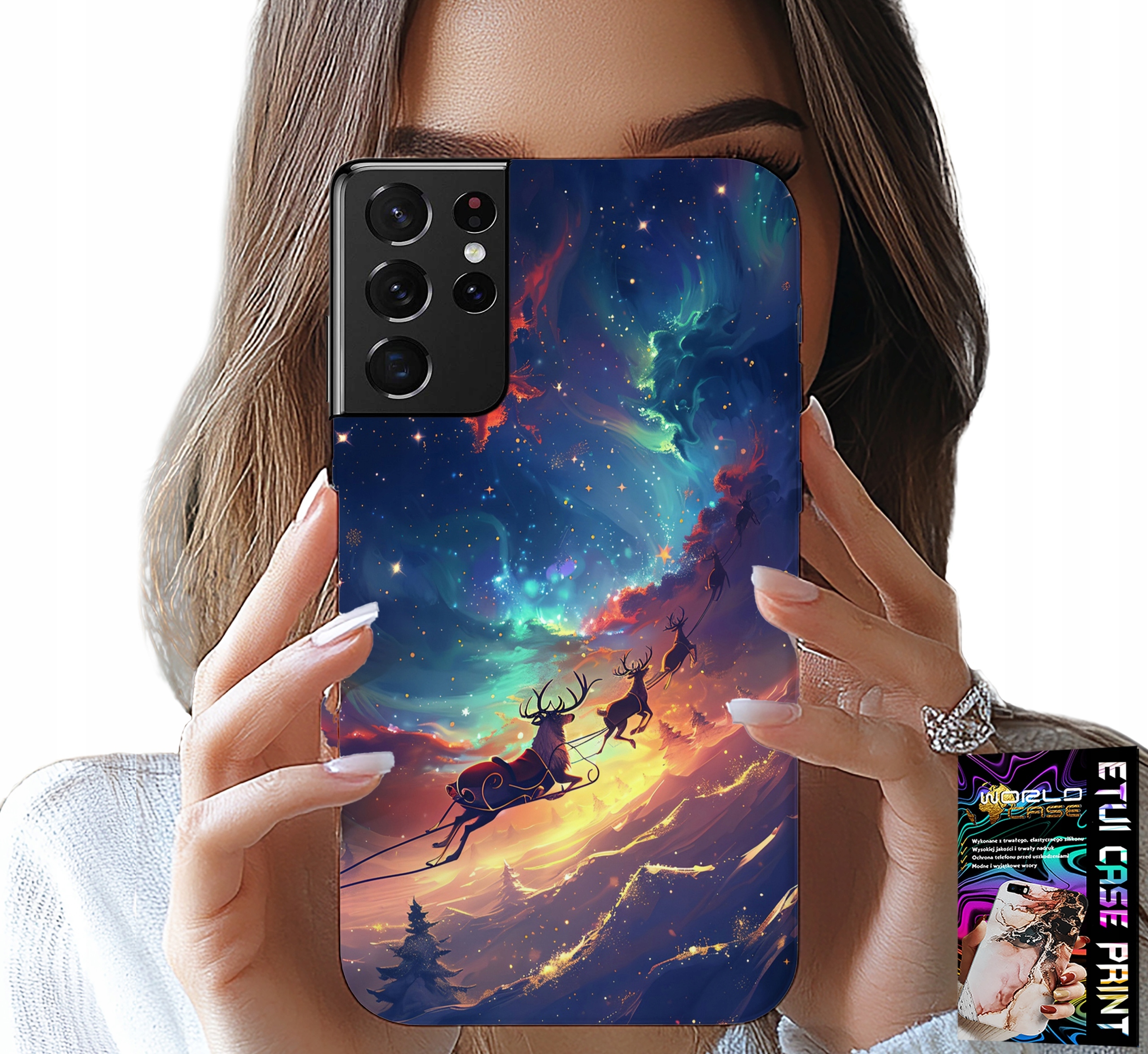 ETUI DO SAMSUNG GALAXY S21 Ultra - RENIFEREK SŁODKI RENIFER ŚWIĄTECZNY WZÓR