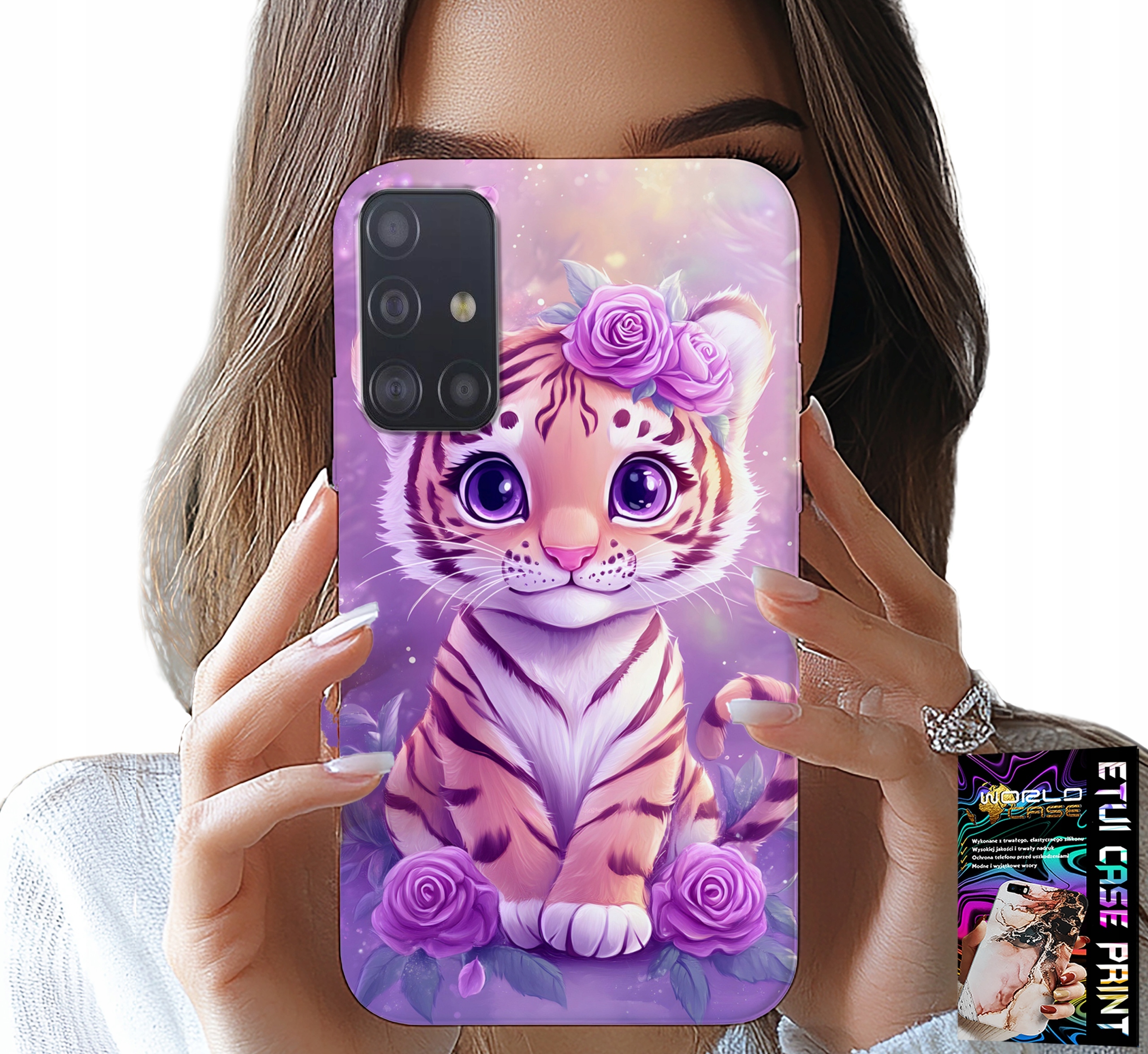 ETUI DO SAMSUNG GALAXY A51 - SŁODKI TYGRYSEK NA RÓŻOWYM TLE + SZKŁO