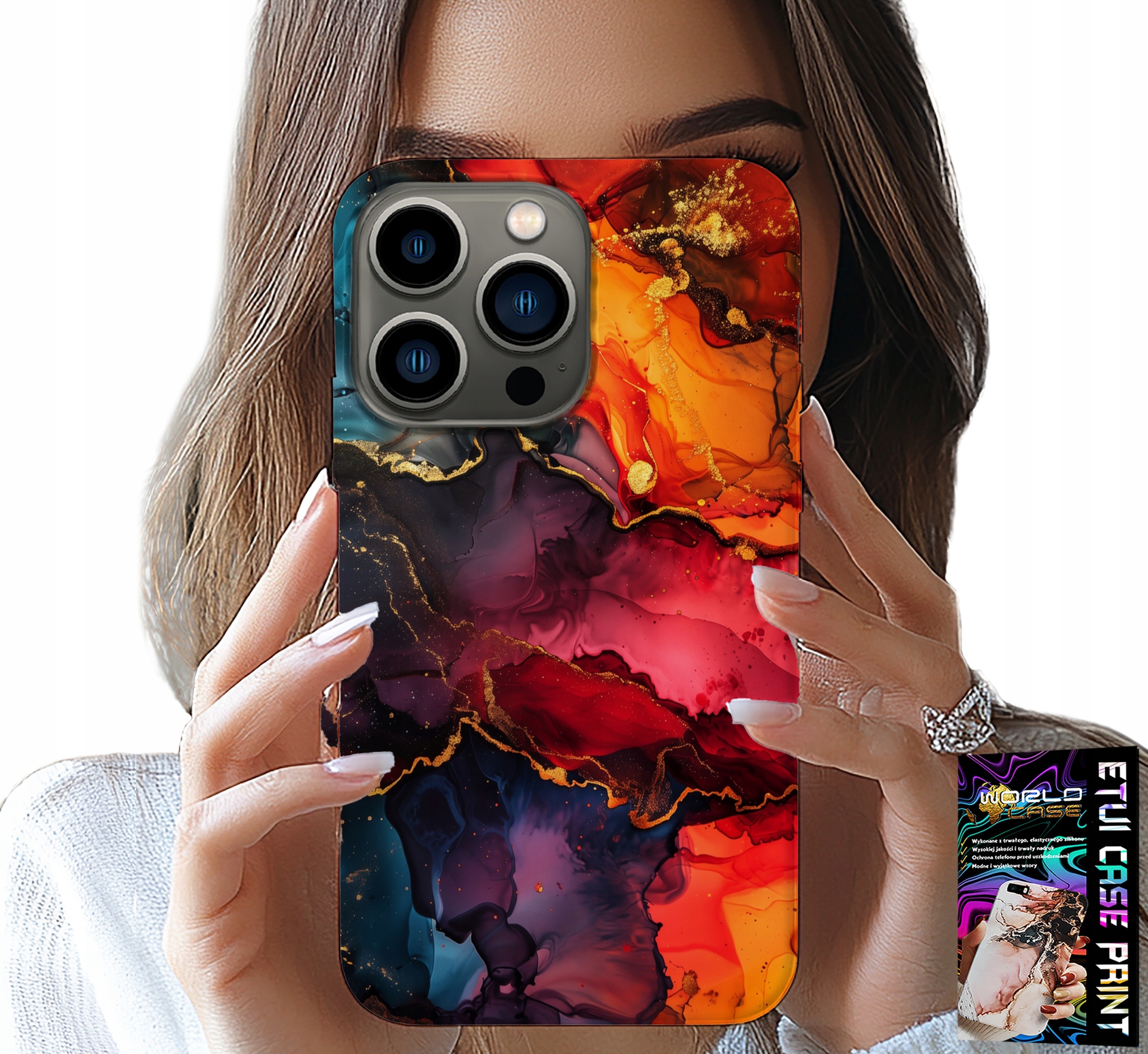 ETUI DO IPHONE 15 PRO - KAMIENNE WZORY, OBUDOWA CASE + SZKŁO