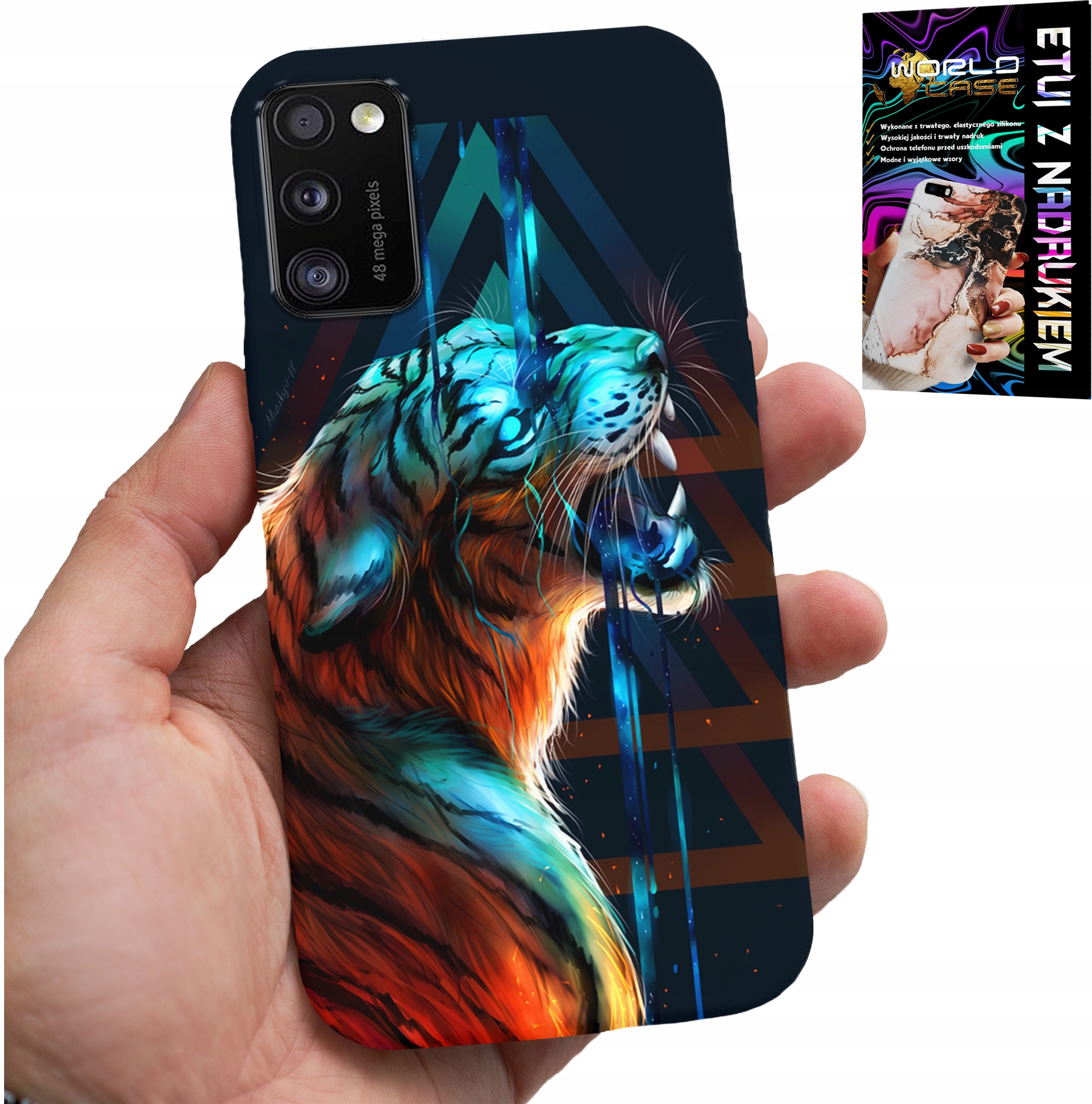 ETUI DO SAMSUNG GALAXY A41 - TYGRYS MĘSKIE WZORY NA OBUDOWĘ, CASE