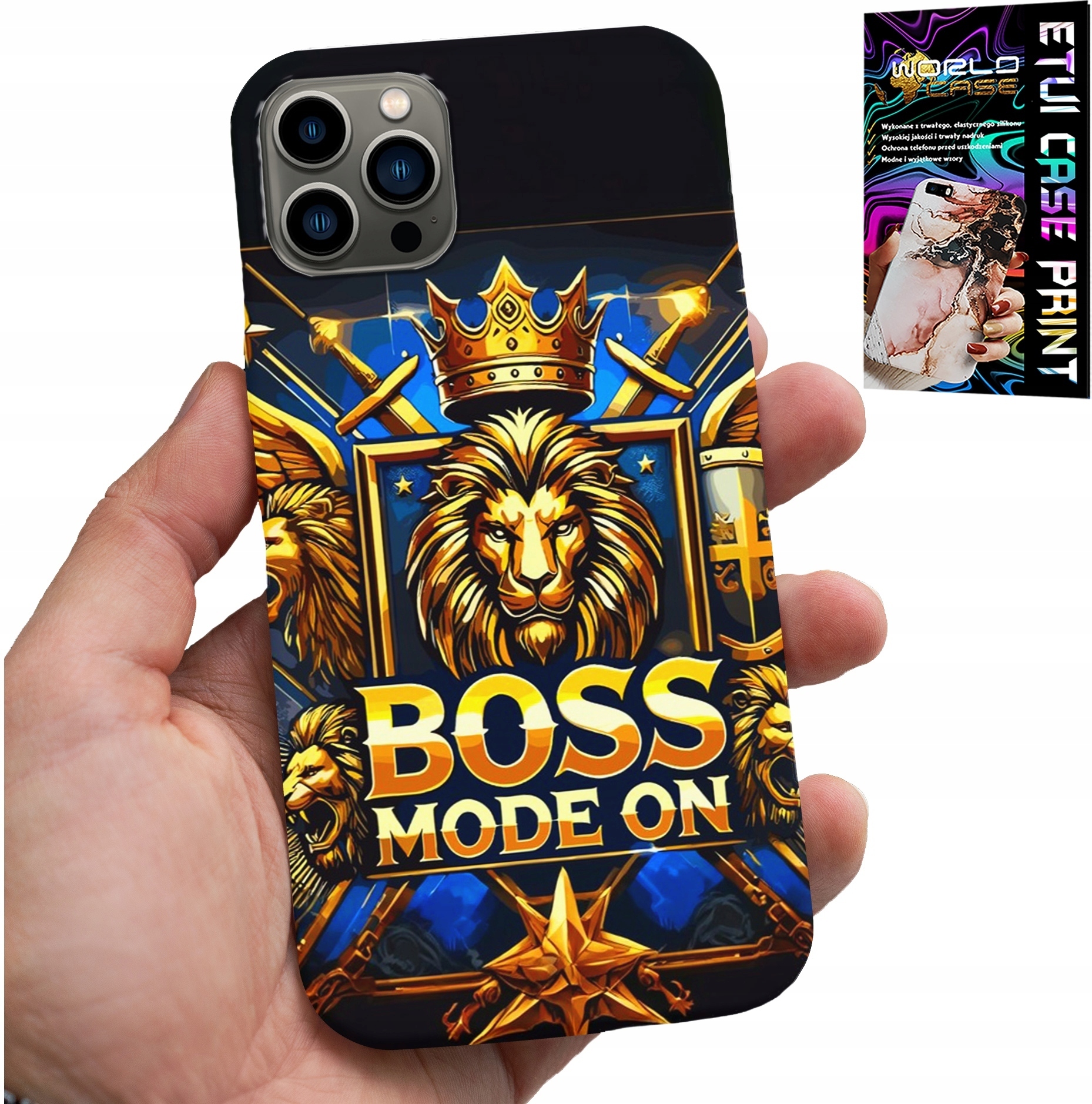 ETUI DO IPHONE 11 PRO MAX - BOSS LEW Z KORONĄ NA TARCZY CASE + FOLIA