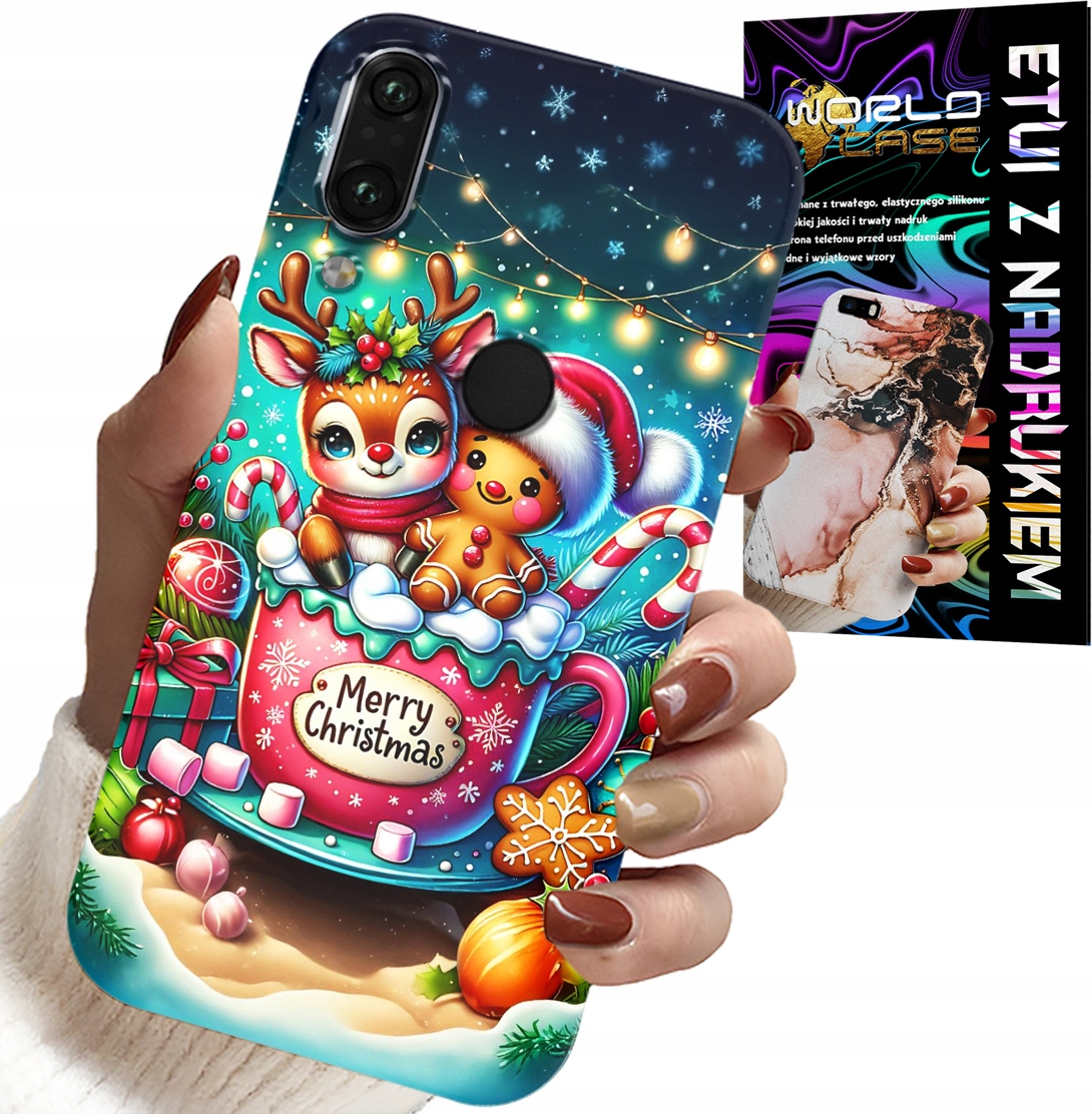 ETUI DO HUAWEI P SMART 2019 - RENIFER Z PIERNIKIEM MERRY CHRISTMAS