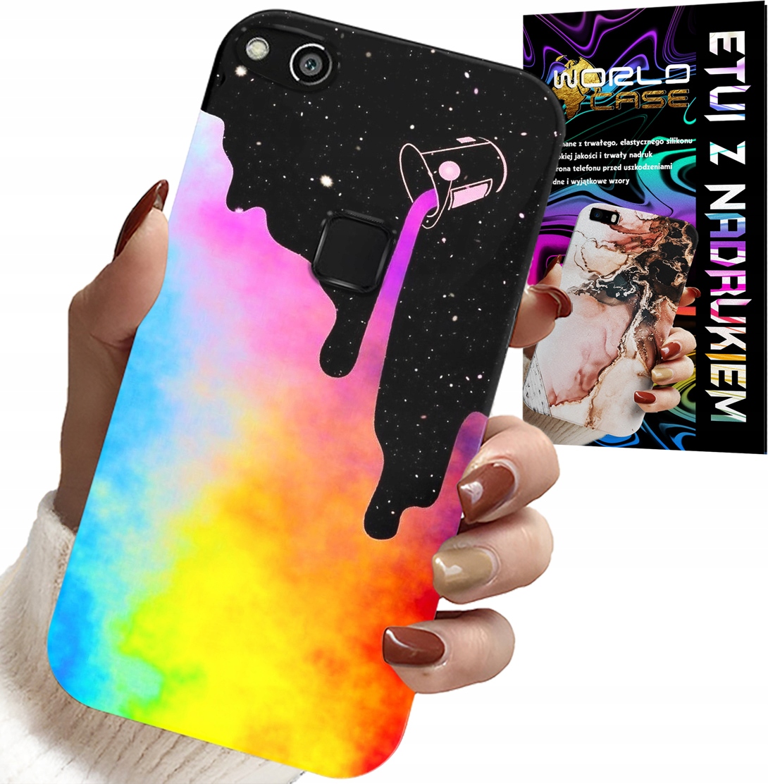 ETUI DO HUAWEI P9 LITE 2016 - TĘCZOWE KOLOROWE WZORY, FARBA + FOLIA