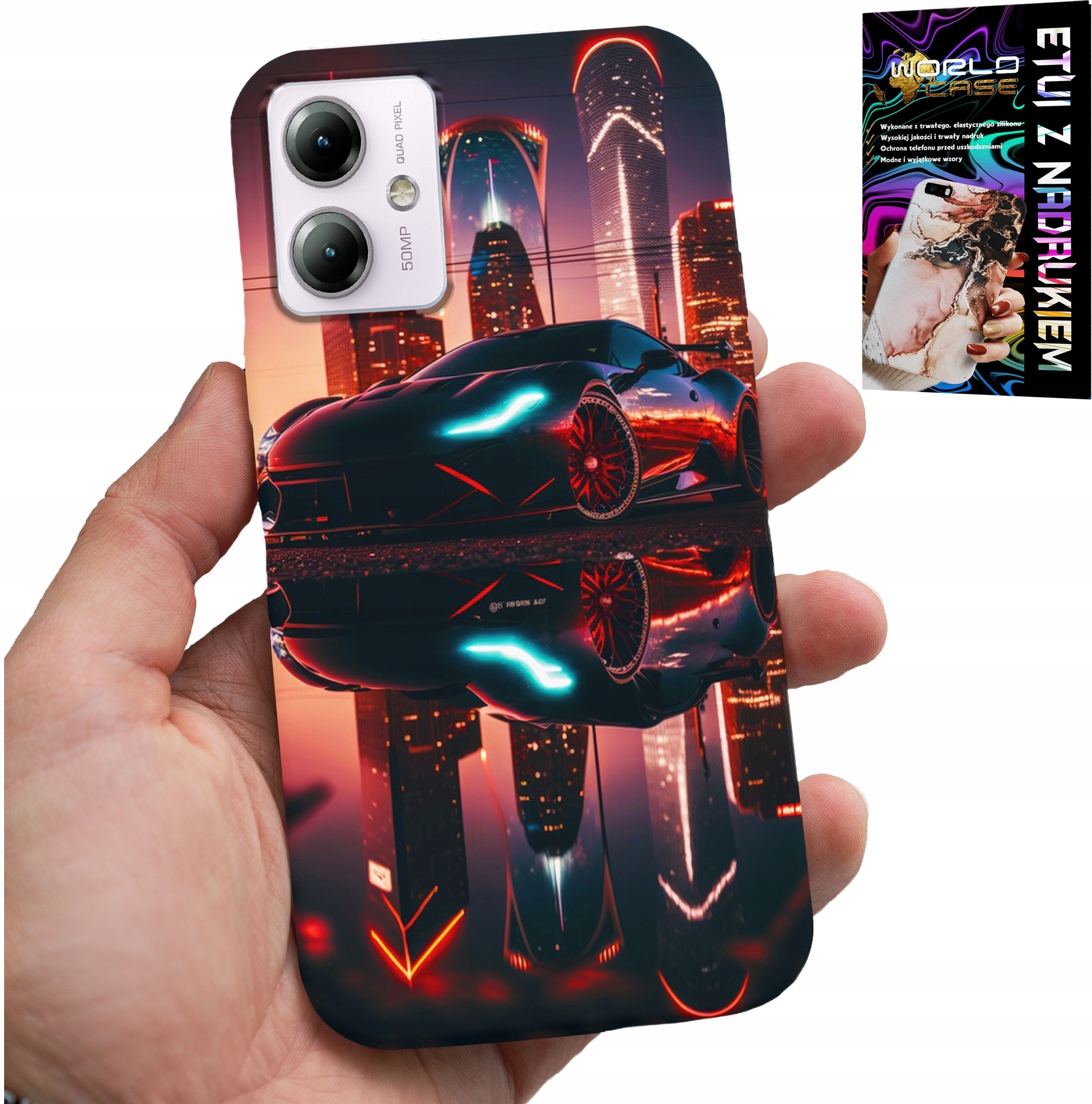 ETUI DO MOTOROLA MOTO G14 - SAMOCHODY FAN, WZORY DLA MĘŻCZYZN +FOLIA